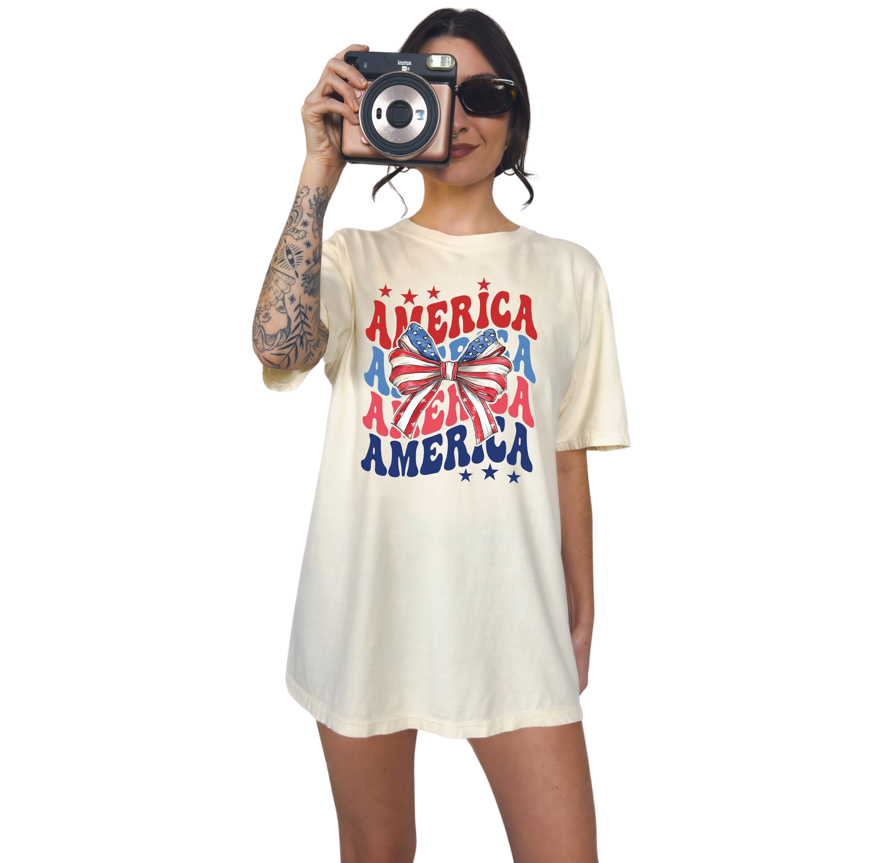 Retro America Vintage Washed Shirt, 4th of July tee, Womens 4th of July shirt, America Patriotic