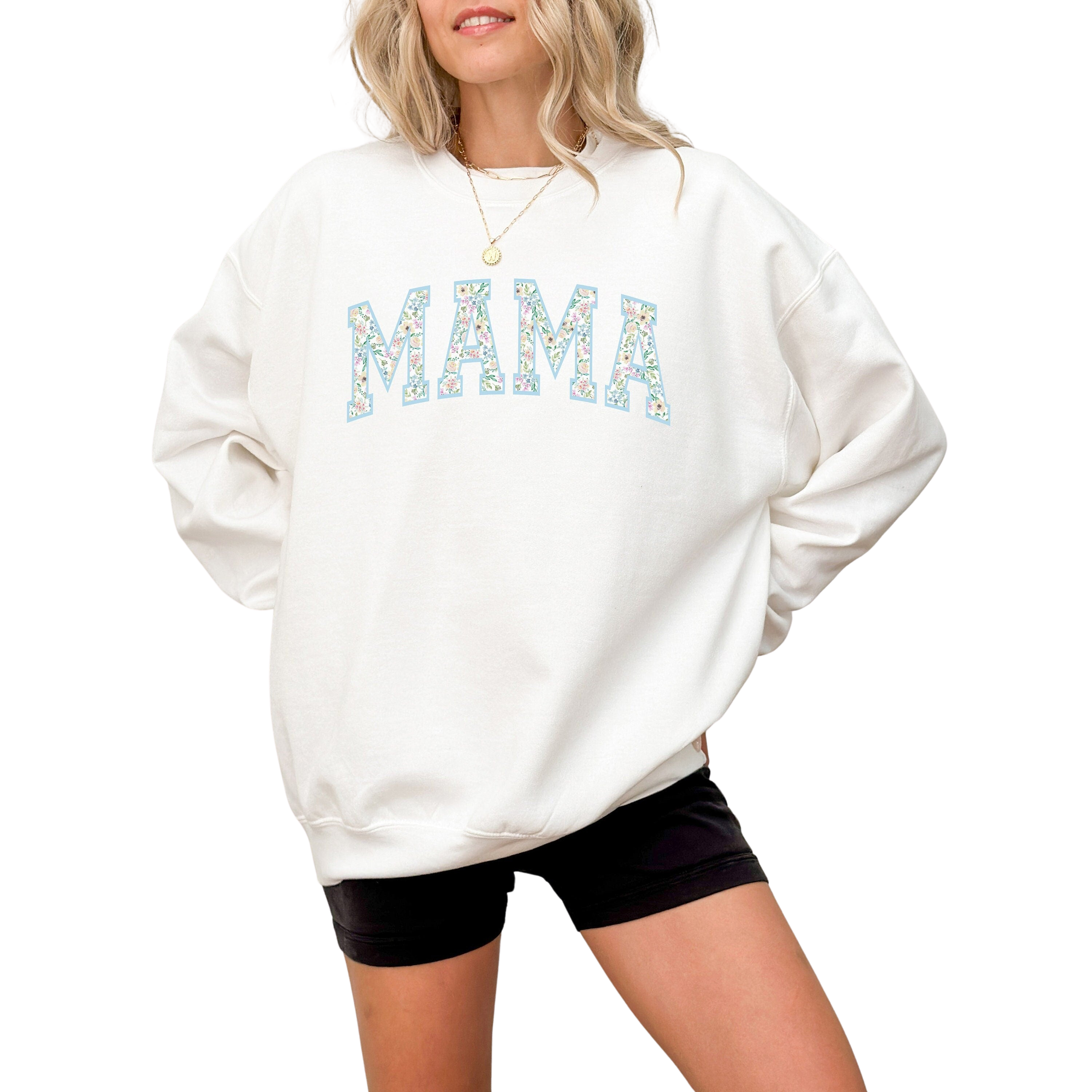 Floral Retro Mama Varsity Sweatshirt, Mother's Day Gift, Mother's Day Sweater, Mama Crewneck, Momma