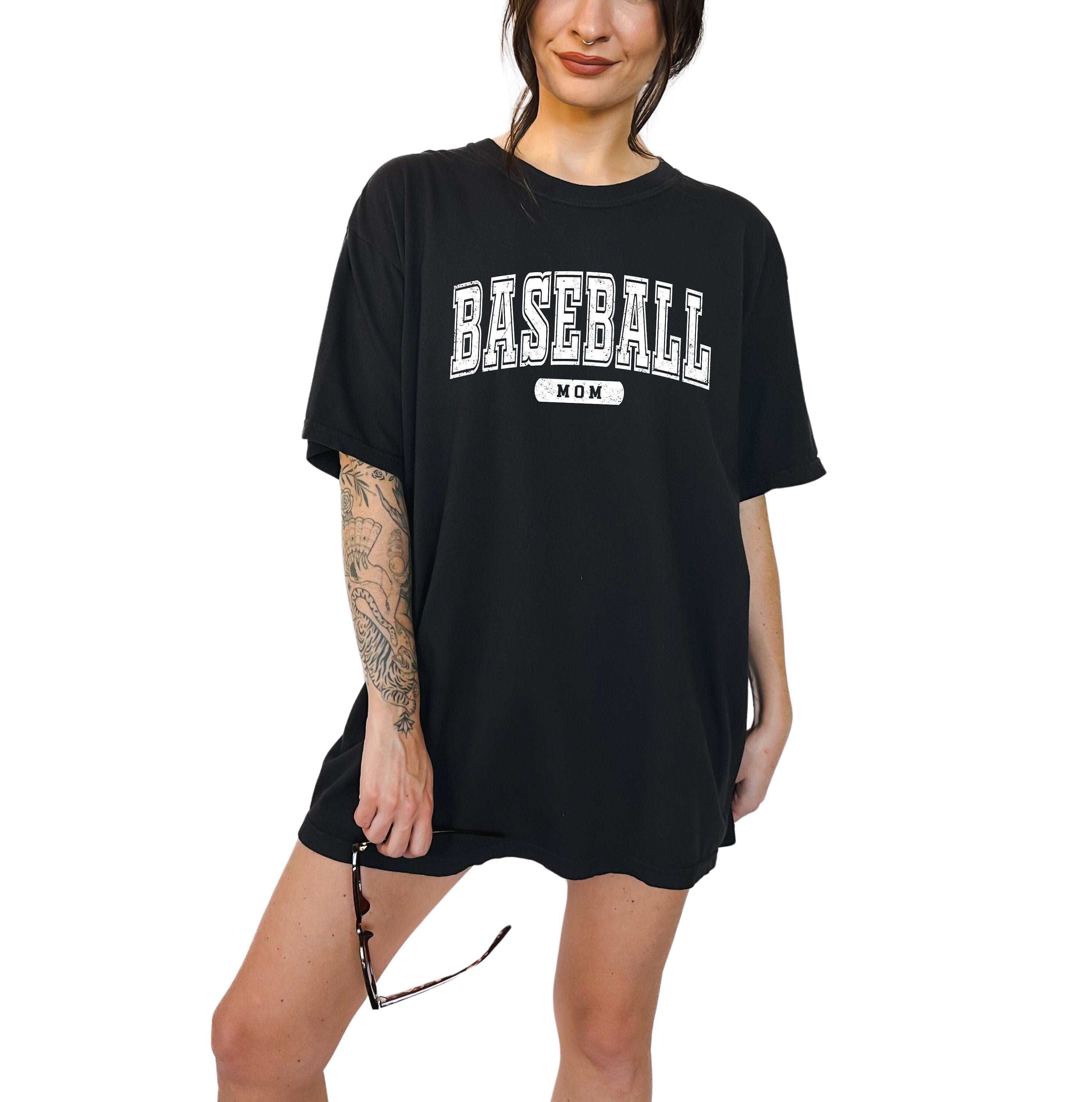 Vintage Washed Tee, Baseball Season Mom Varsity Letters, Sports Mom Shirt, Baseball Biggest Fan