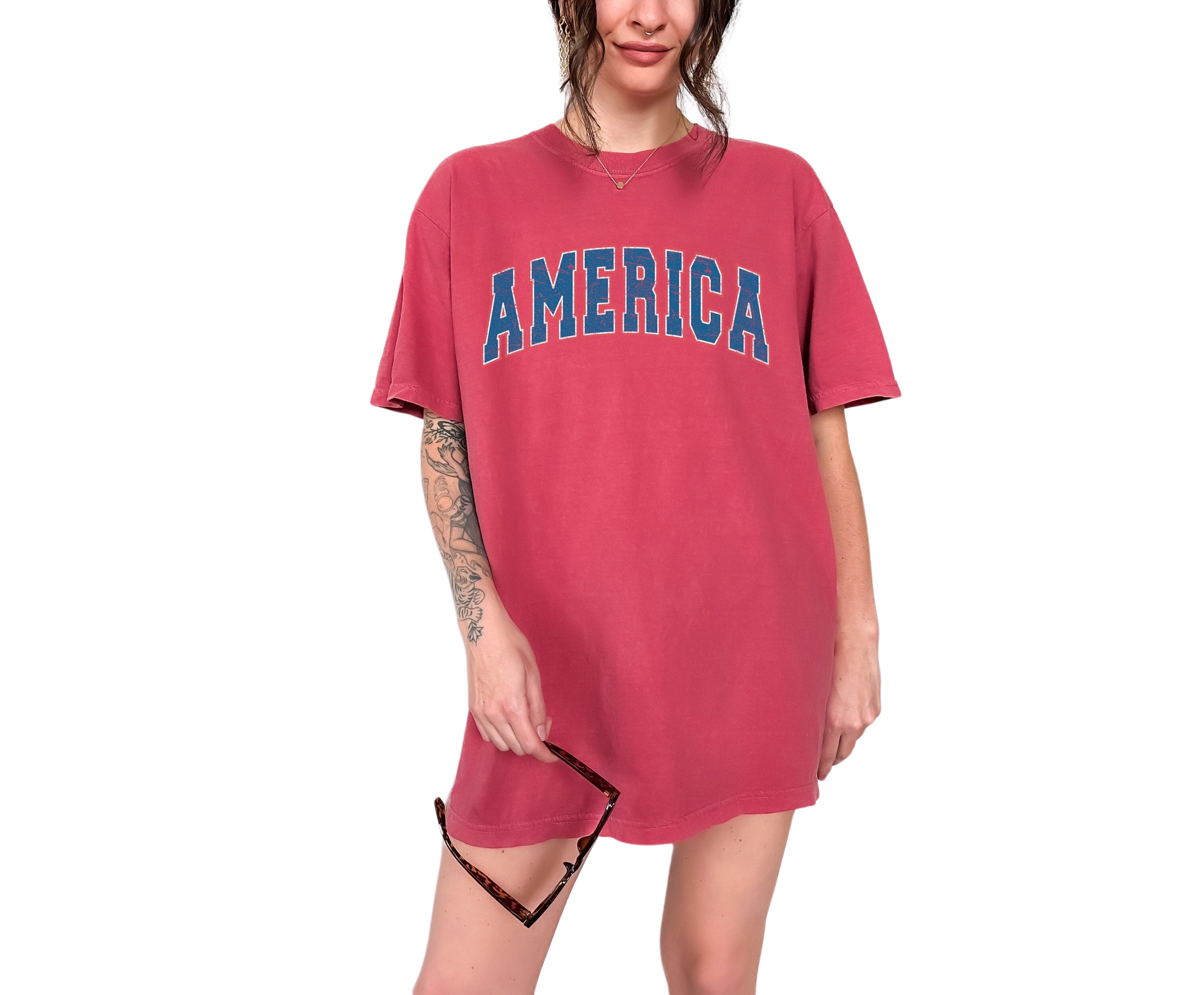 Retro America July 4th Vintage Washed shirt July 4th T Cute fourth shirt Womens 4th of July Tee