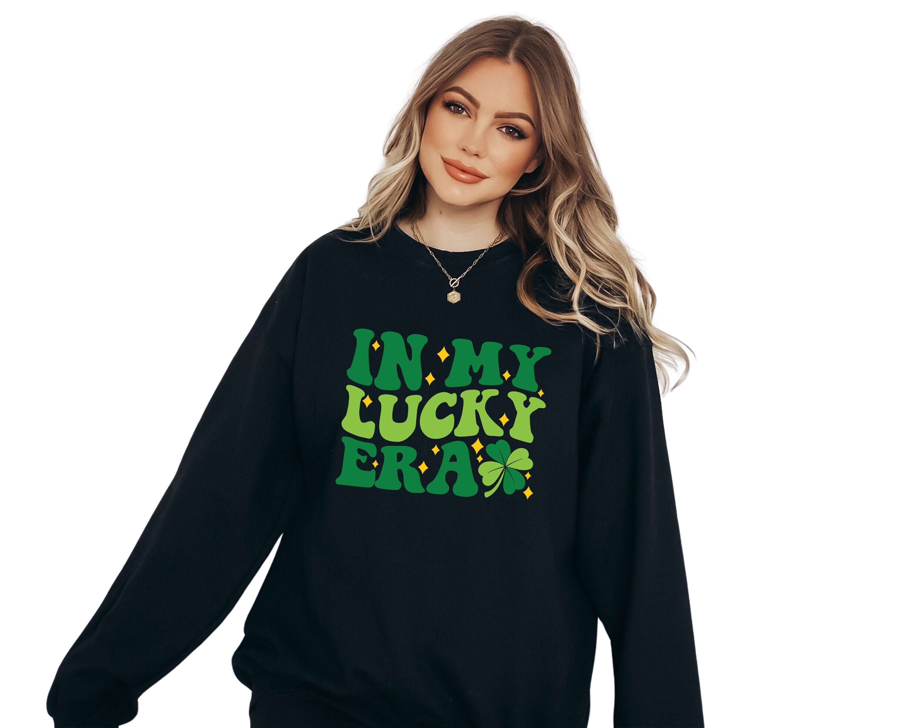 In My Lucky Era Sweatshirt, Retro Clover Sweater, St Patricks Day Sweatshirt, Lucky Pullover, St