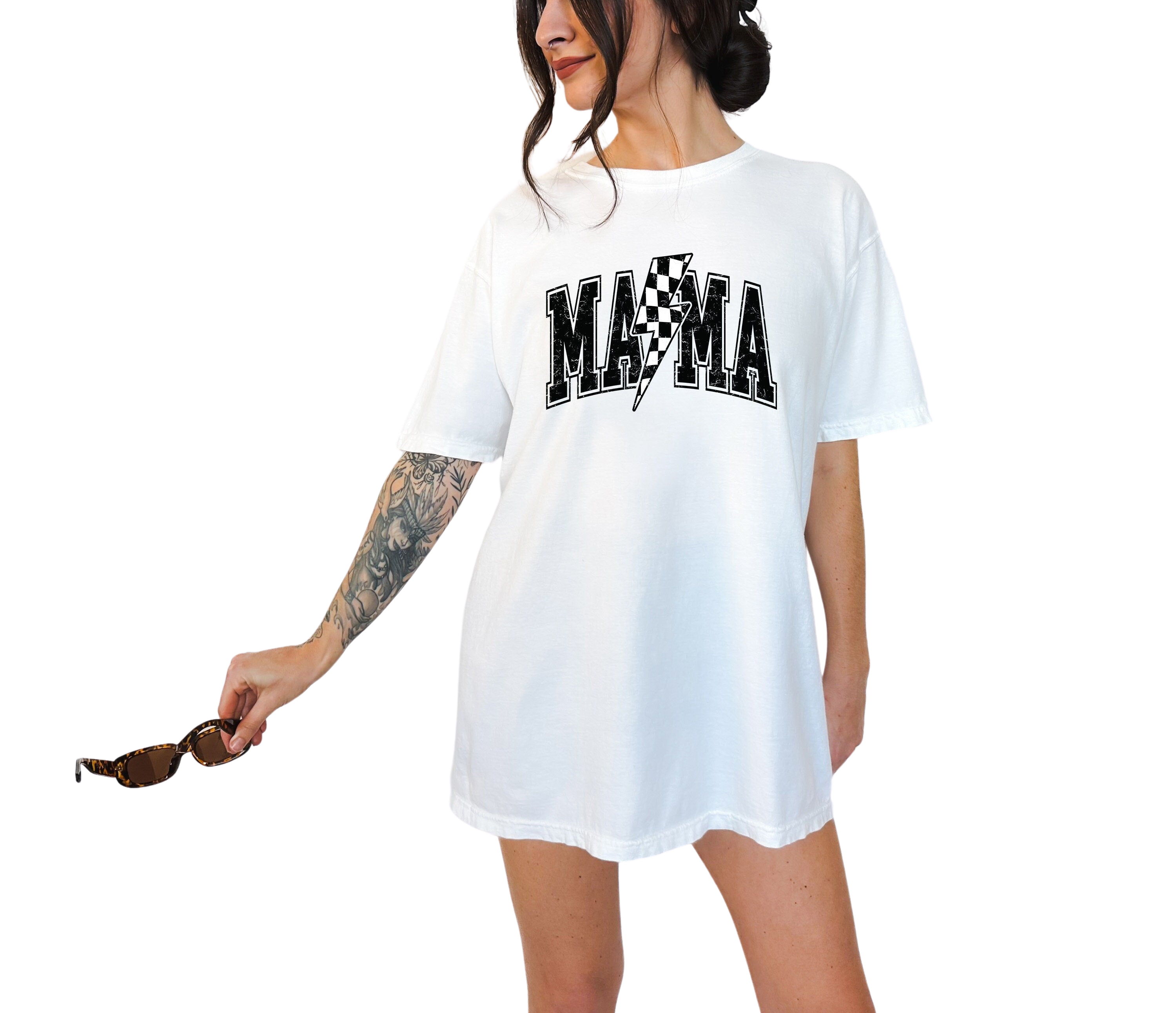 Retro Checkered Mama Vintage Washed Tee, New Mom Shirt Mother's Day T-Shirt, Mothers Day Gift