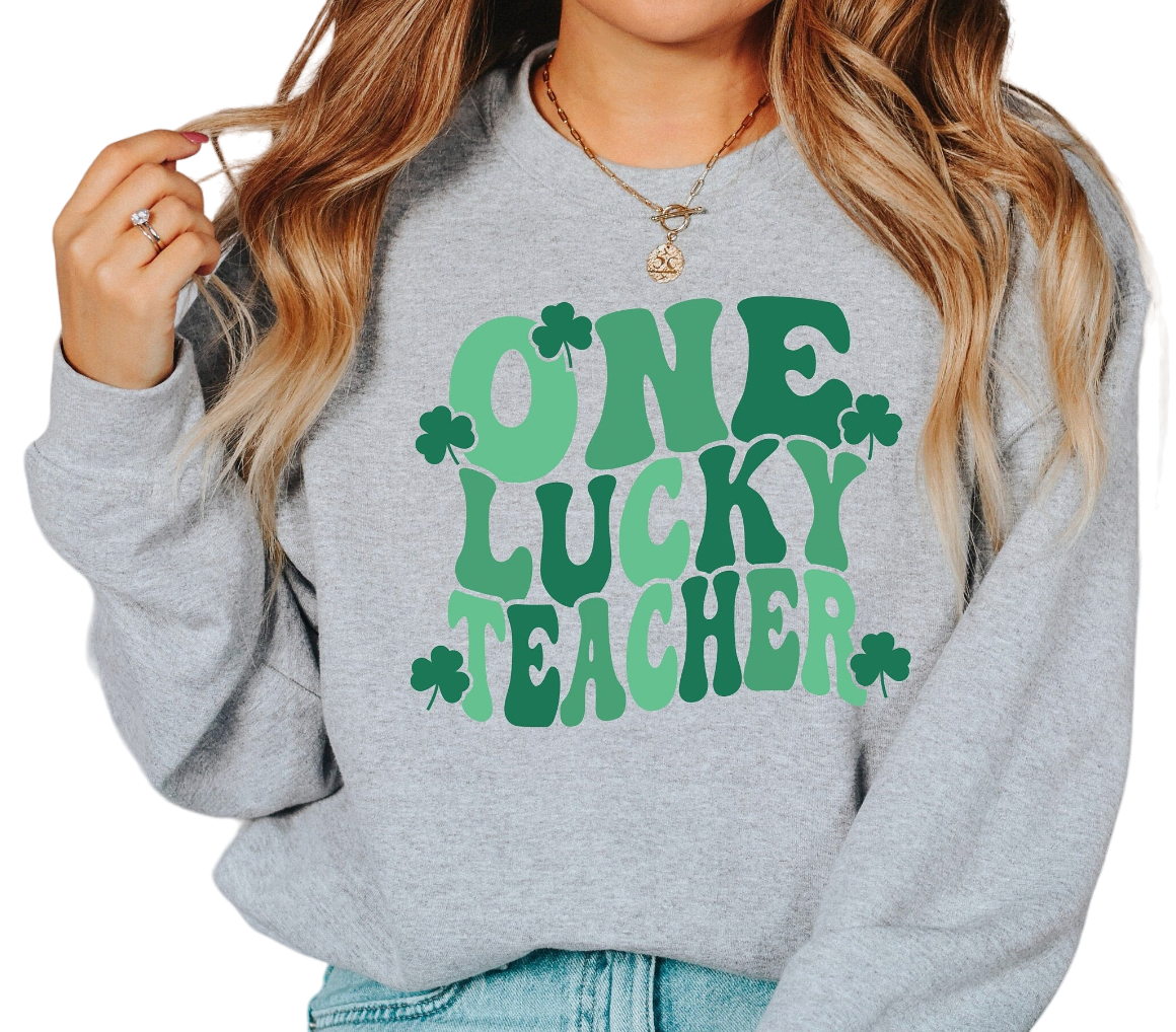 Retro Lucky Teacher Sweatshirt, Teaching Sweater, St Patricks Day Sweatshirt, Lucky Pullover, Womens