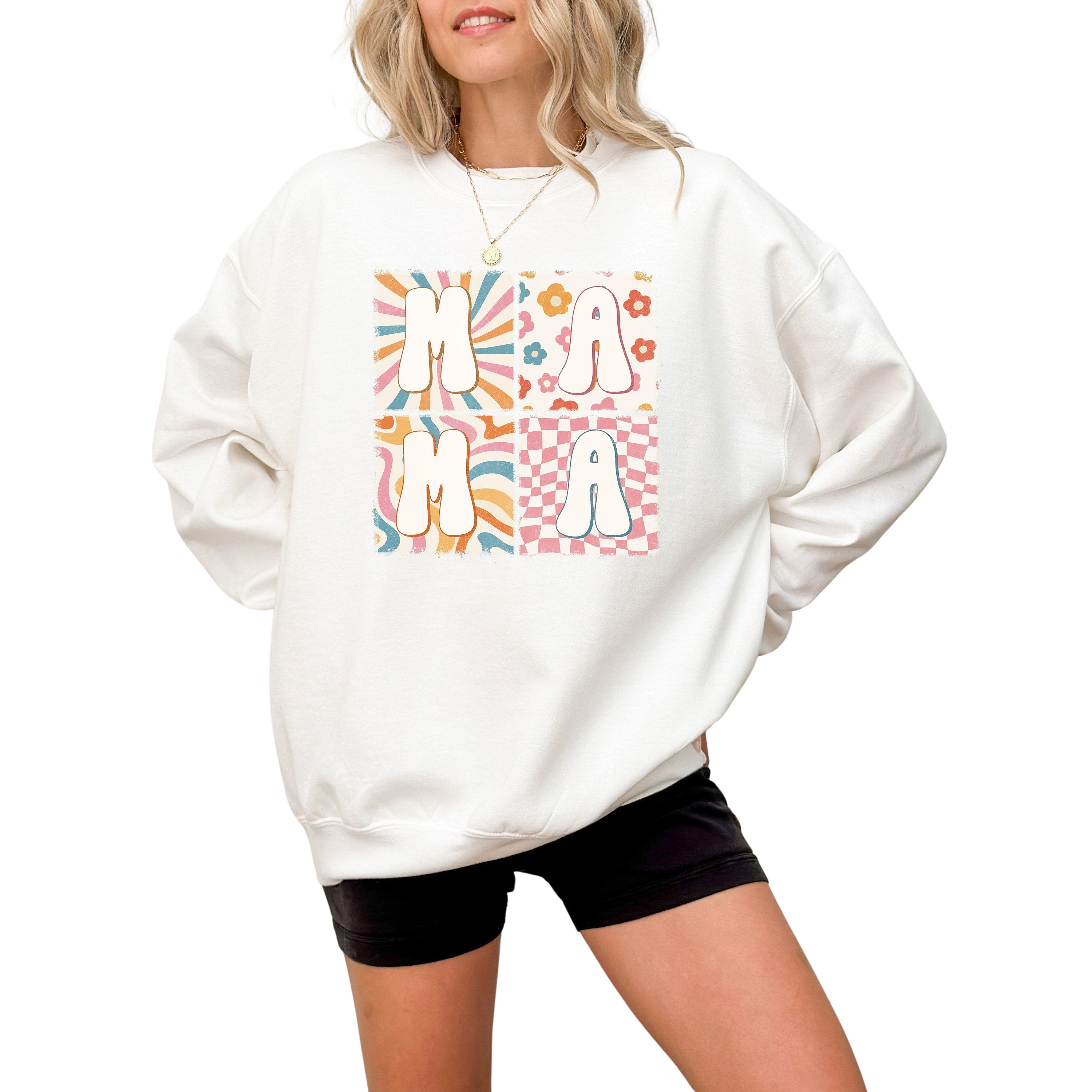 Floral Retro Mama Sweatshirt, Mother's Day Gift, Mother's Day Sweater, Mama Crewneck, Momma Crew,