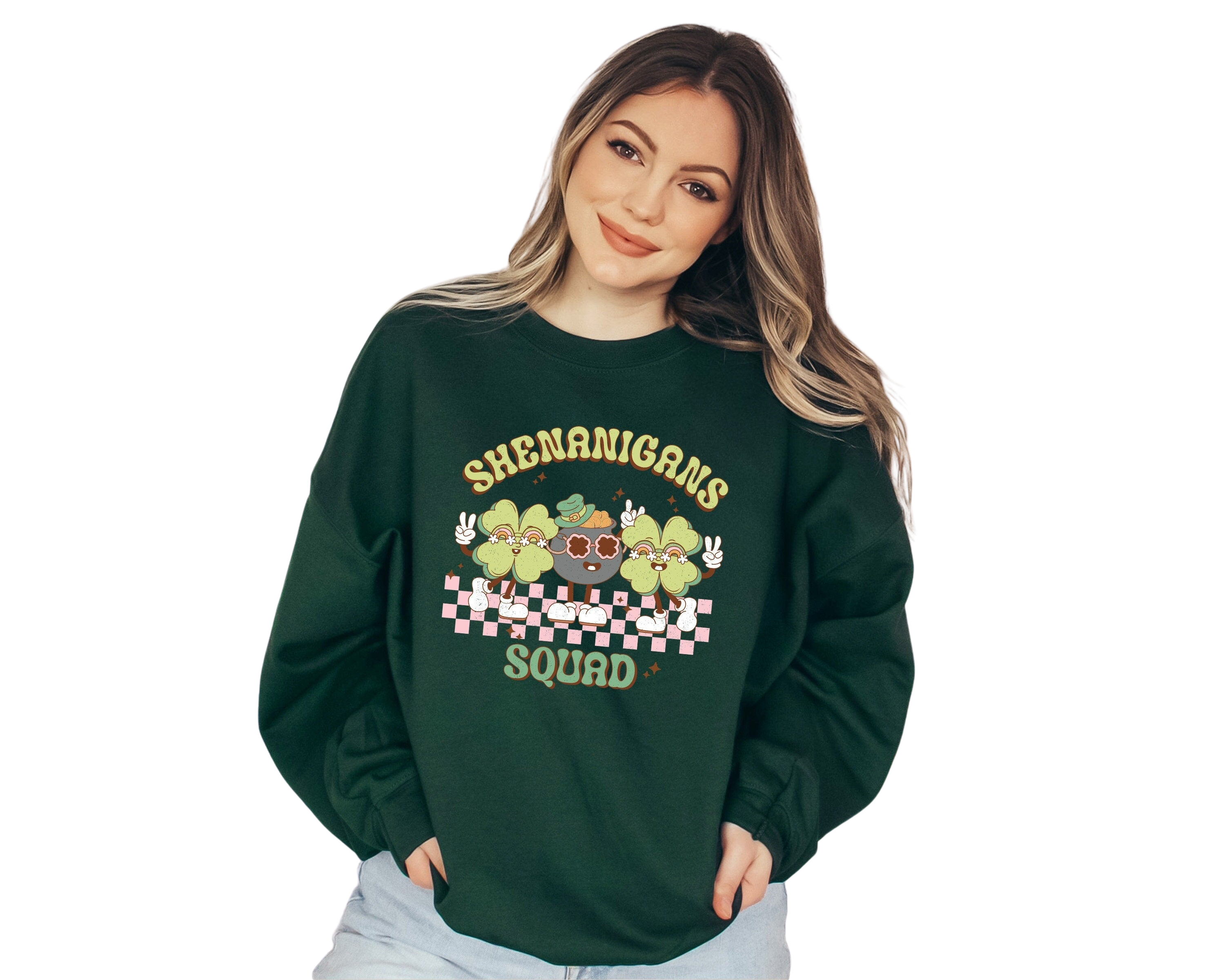 Retro Shenanigans Squad Sweatshirt, Vintage Lucky Clover Crewneck, St Patricks Day Sweatshirt, St.