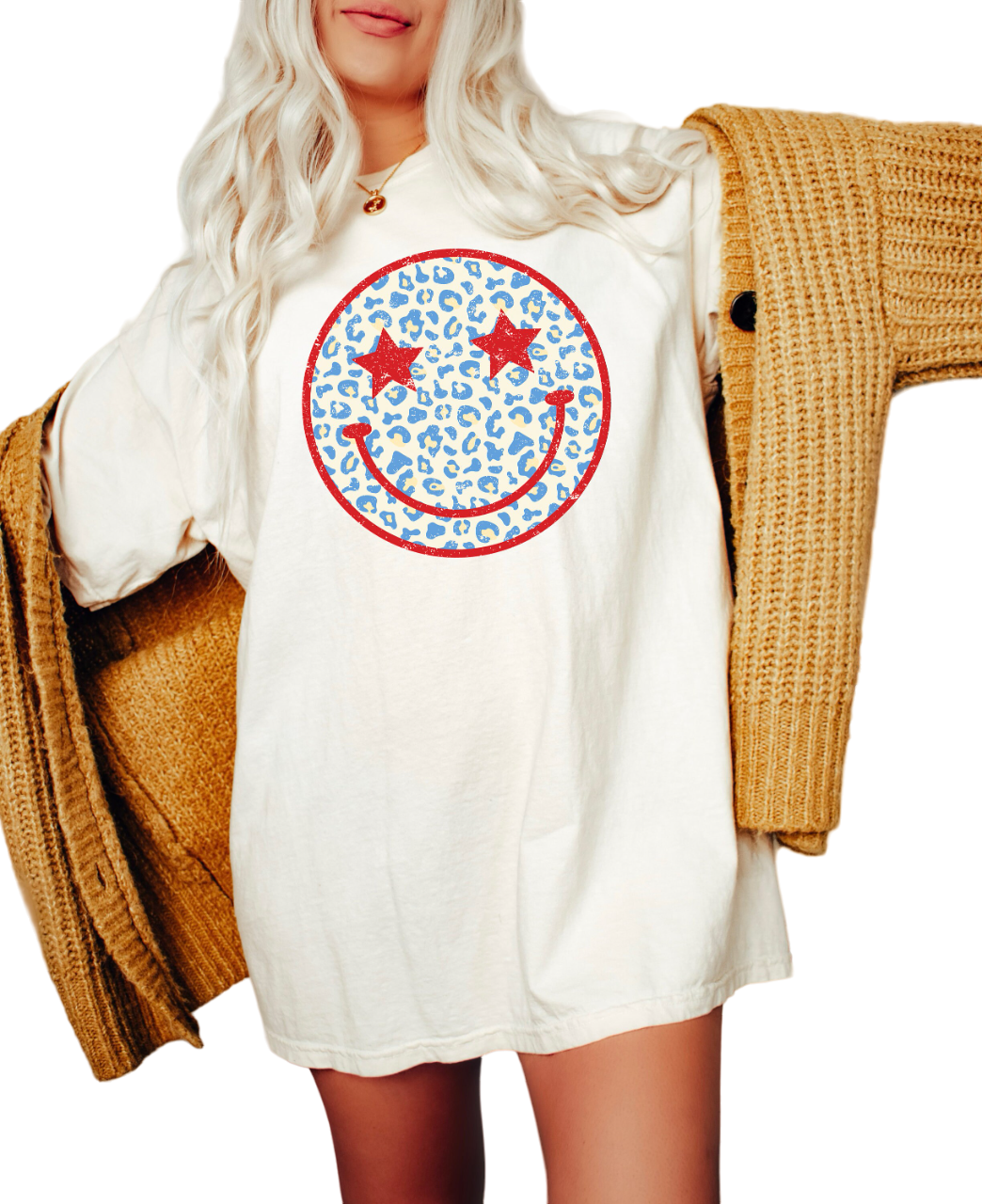 Retro Smiley Cheetah USA shirt, 4th of July tee, Retro funny fourth shirt, Womens 4th of July shirt,