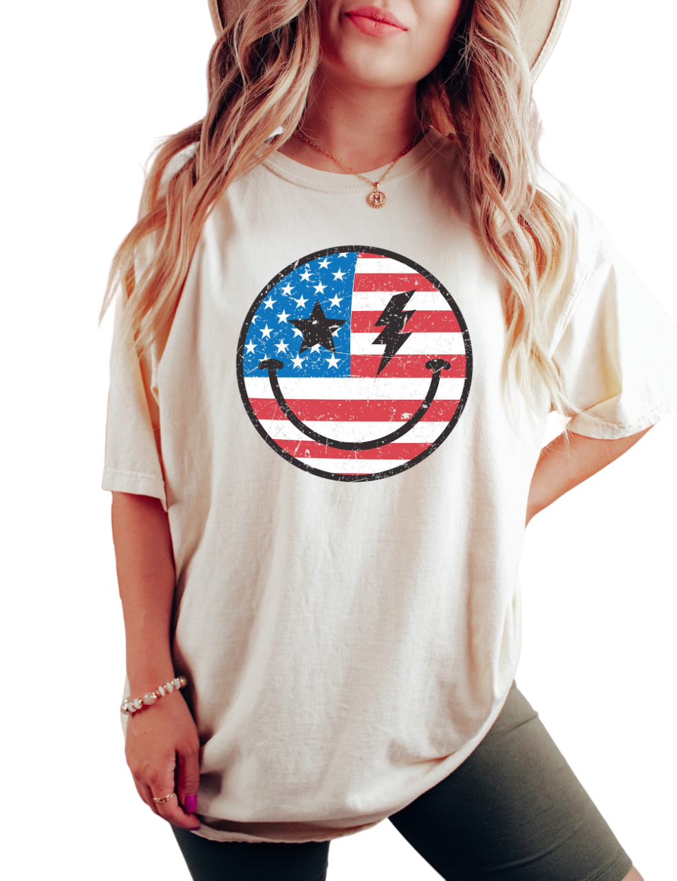 Retro Smiley Flag USA shirt, 4th of July tee, Retro funny fourth shirt, Womens 4th of July shirt,