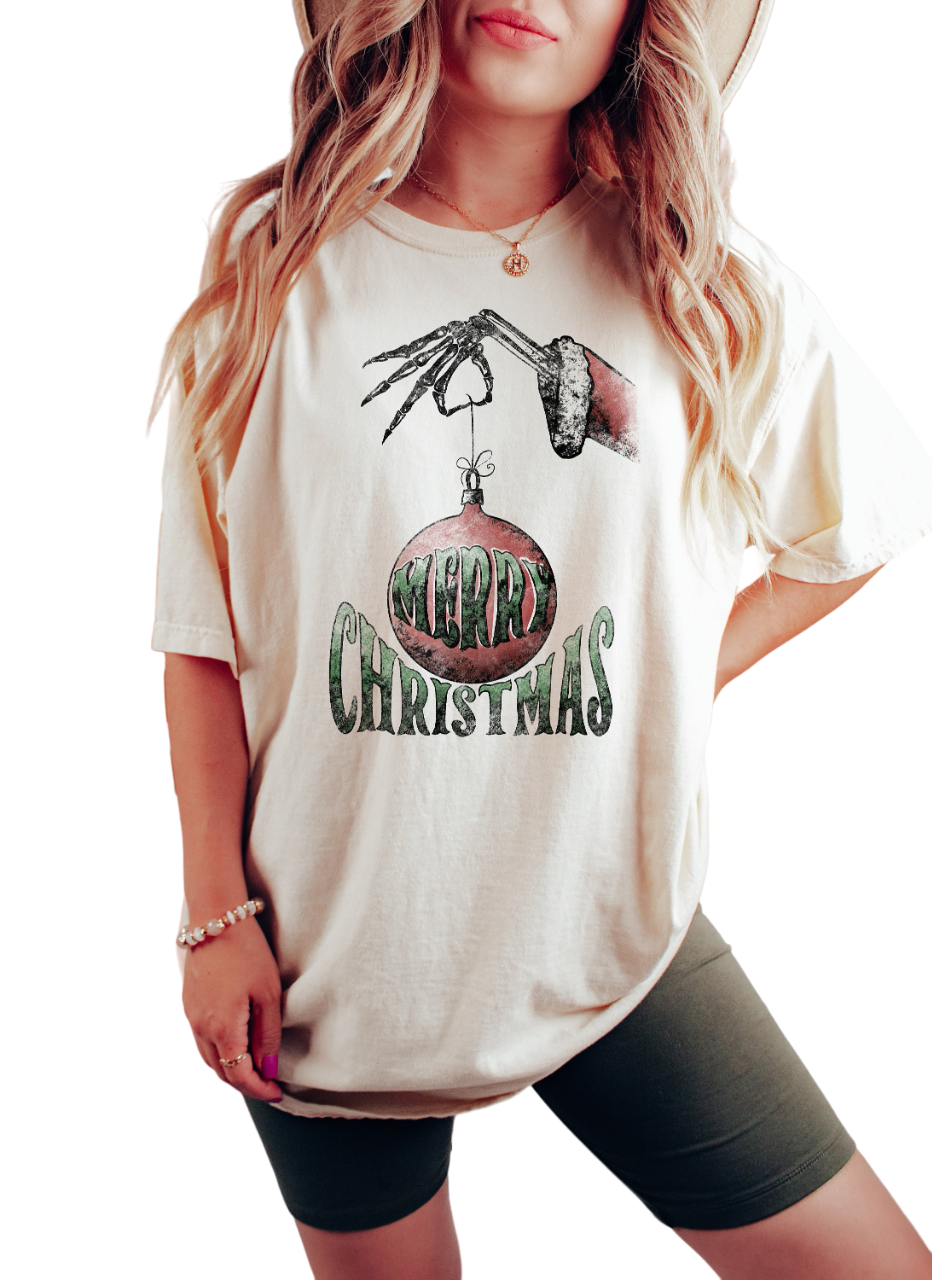 Retro Christmas Vintage Washed Shirt, Merry Christmas Tree Shirt, Vintage Santa Christmas Shirt,