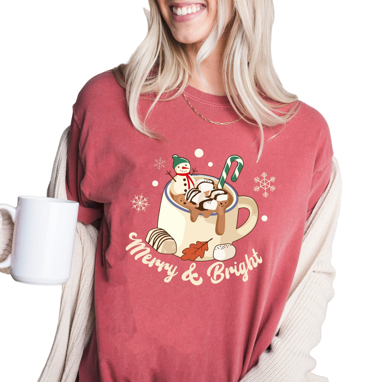 Retro Christmas Vintage Washed Shirt, Merry And Bright Santa Shirt, Vintage Santa Christmas Shirt,