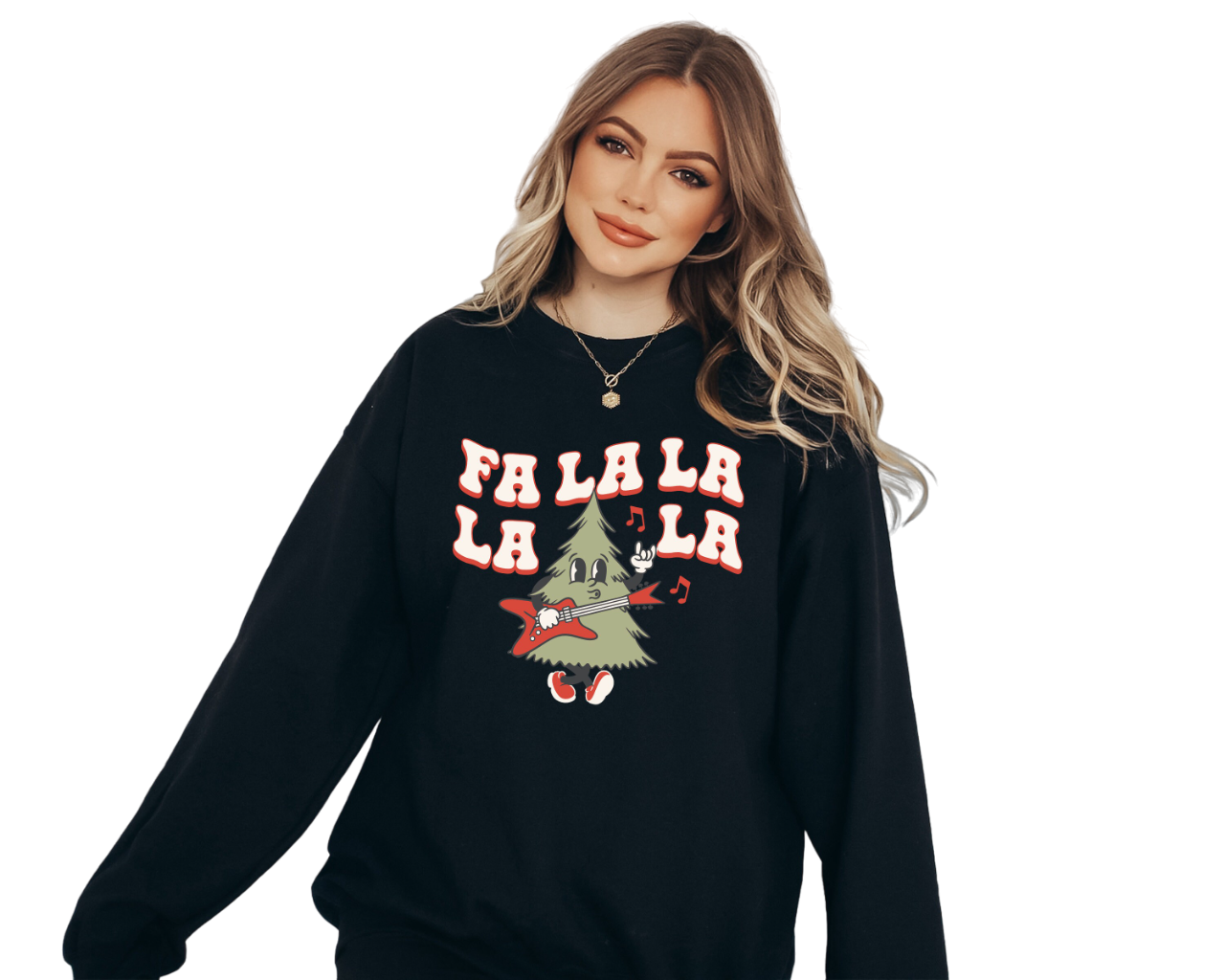 Fa La La La Christmas Tree Sweater, Vintage Christmas, Christmas Sweatshirt, Women's Cute Santa,
