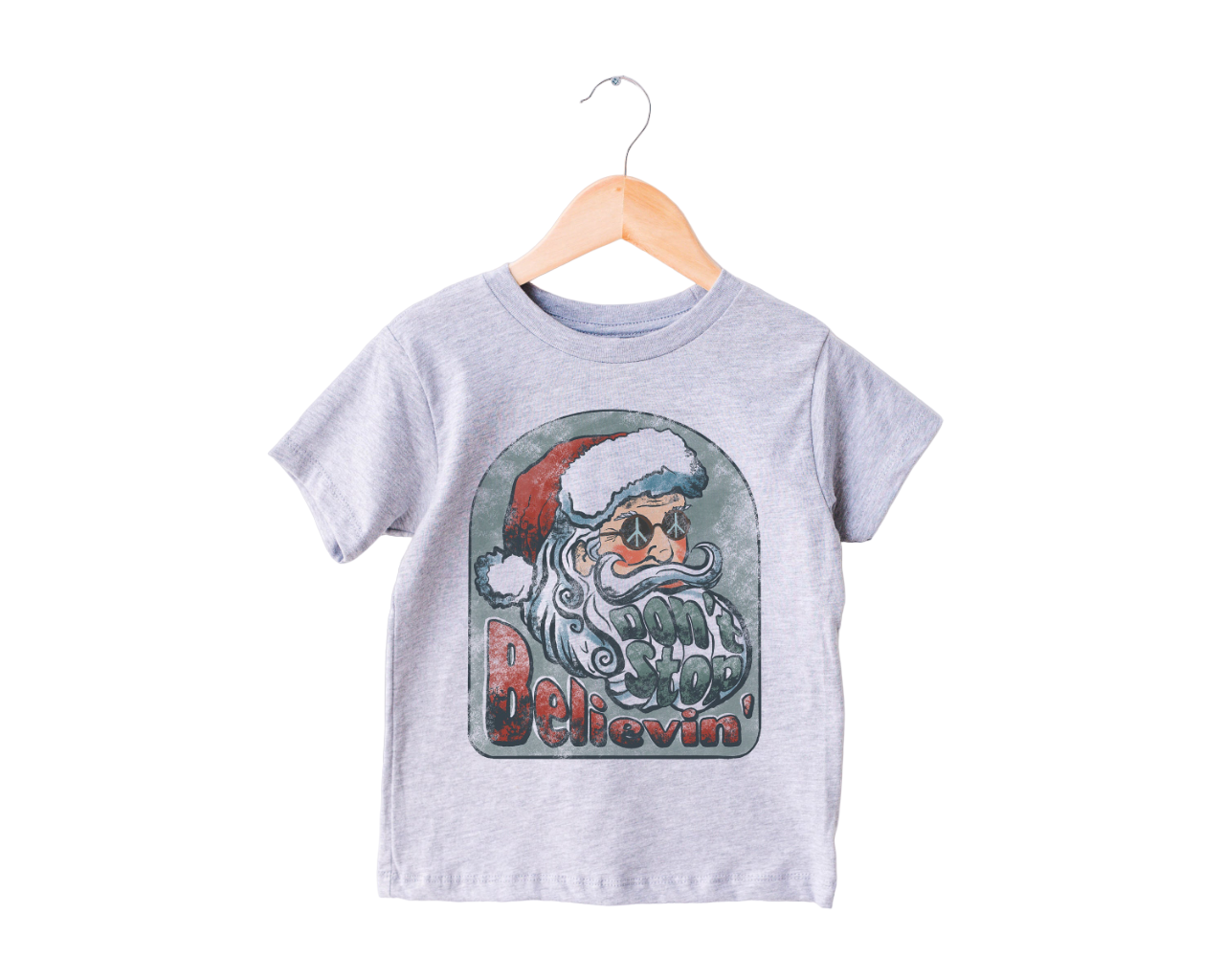 Don't Stop Believin Toddler Tee, Christmas Season Shirt, Cute Holiday Girls Shirt, Toddler Youth