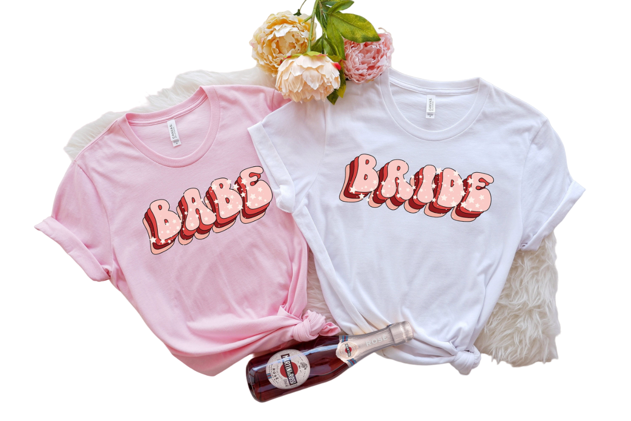 Bride And Babe Retro Batch Shirts, Bachelorette Party Shirts, I Do Crew, Bachelorette T-shirt, Girls