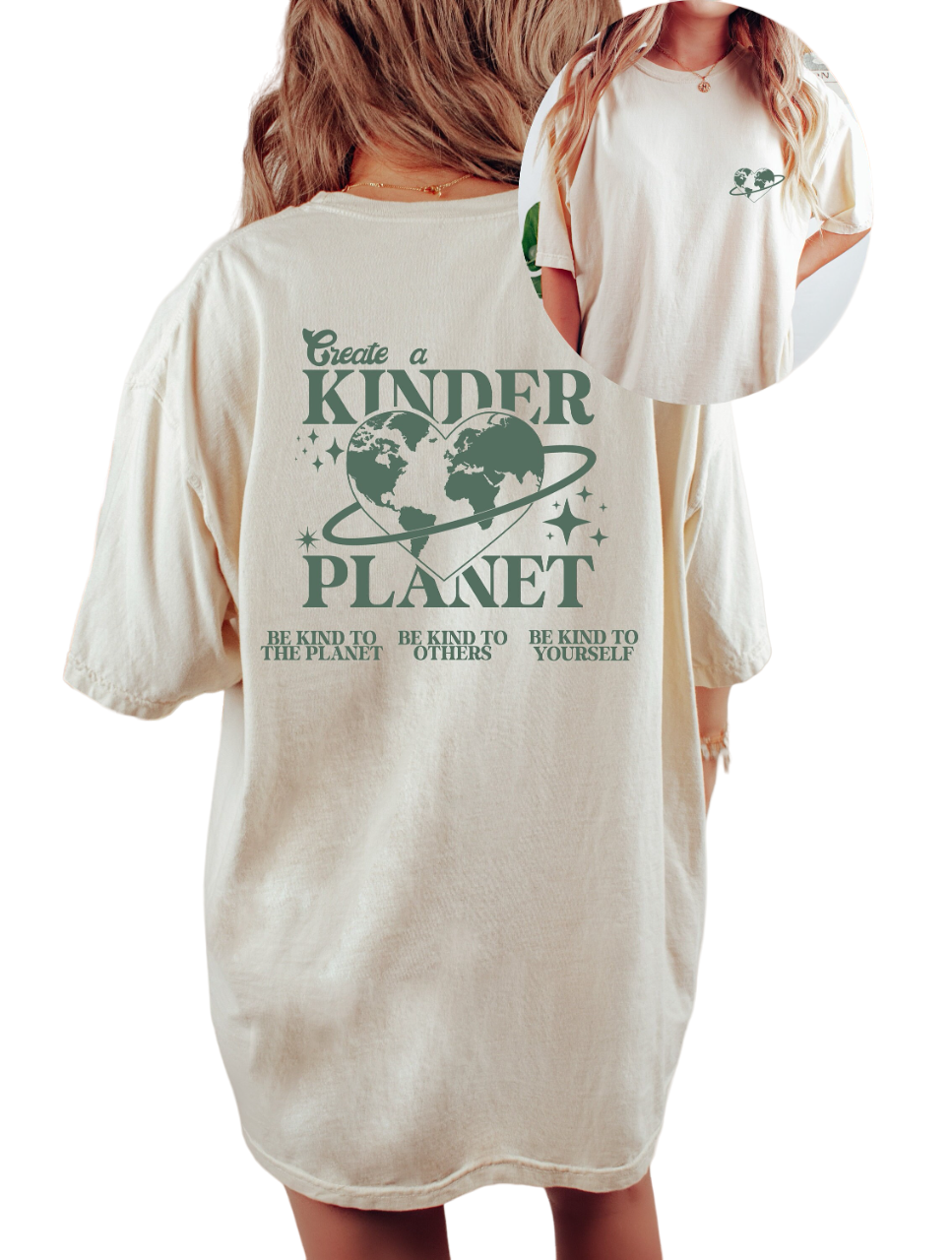Vintage Washed Tee, Create A Kinder Planet Shirt, Quote Shirt, Womens Oversized Shirt, Oversized