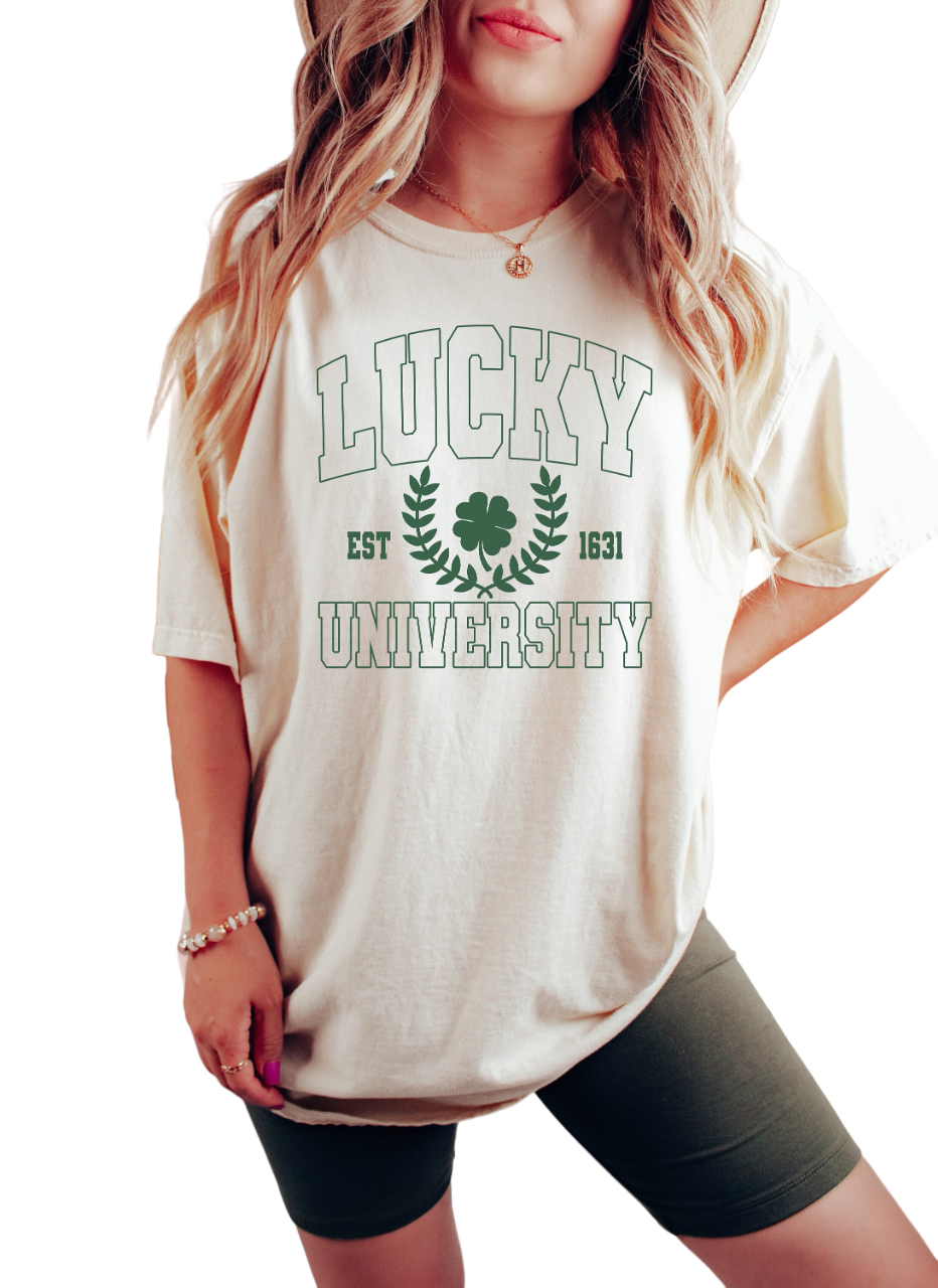 Retro St Patty's Day Vintage Washed Shirt, Lucky University, Vintage St Patricks Day Shirt, Day