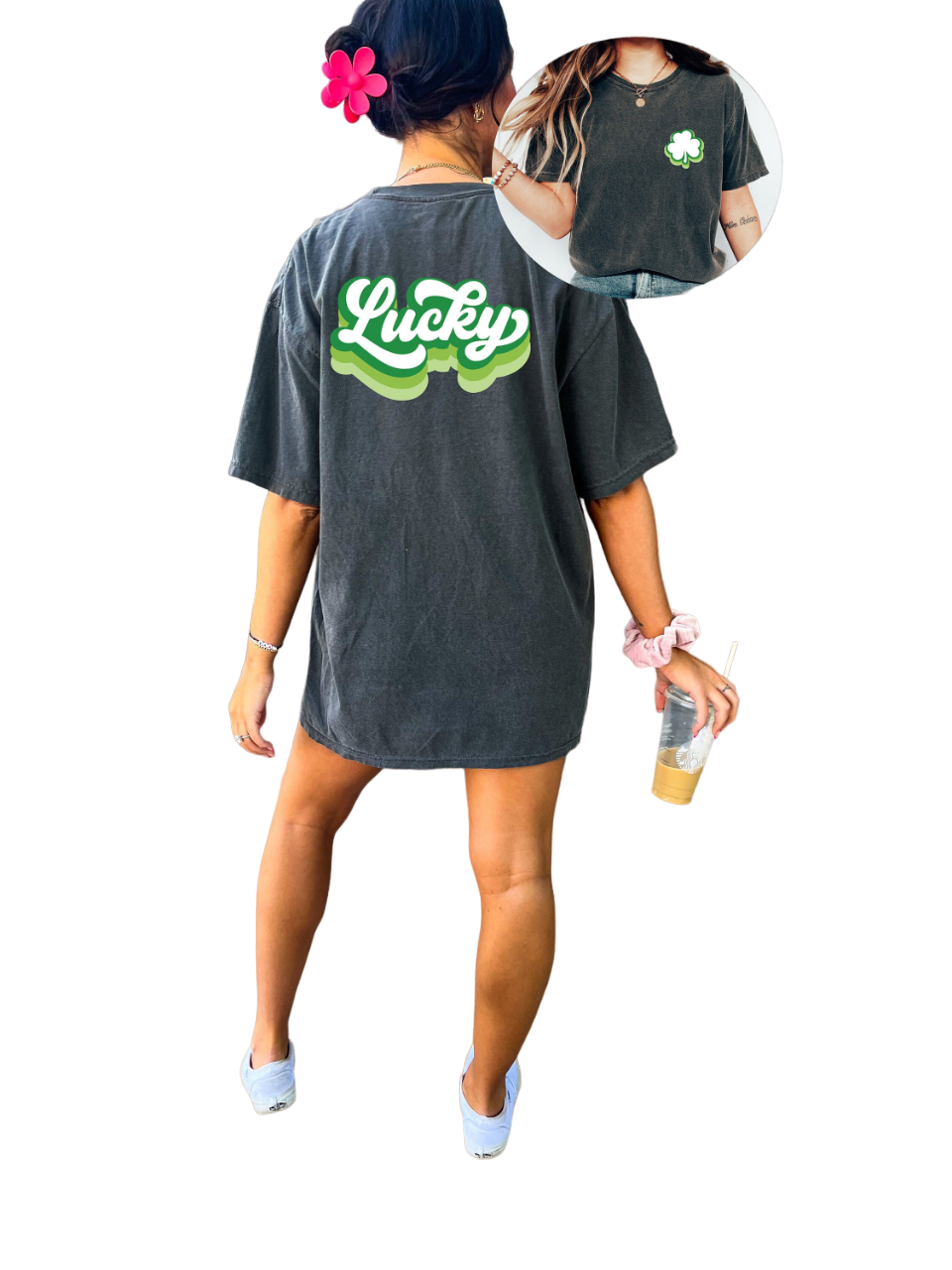 Retro St Patty's Day Vintage Washed Shirt, Lucky Vibes Shirt, Vintage St Patricks Day Shirt, Day
