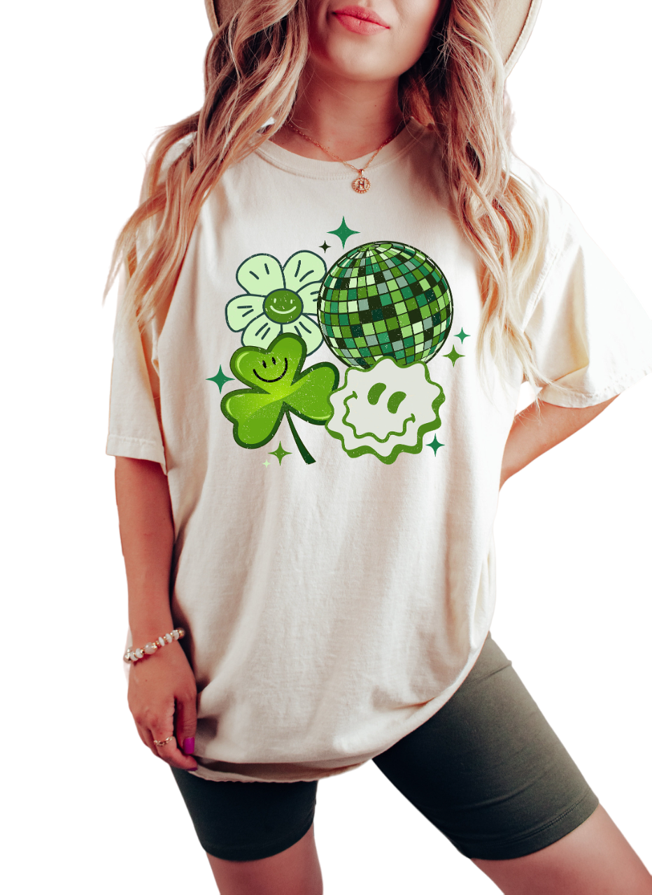 Retro St Patty's Day Vintage Washed Shirt, Lucky Vibes Shirt, Vintage St Patricks Day Shirt, Day