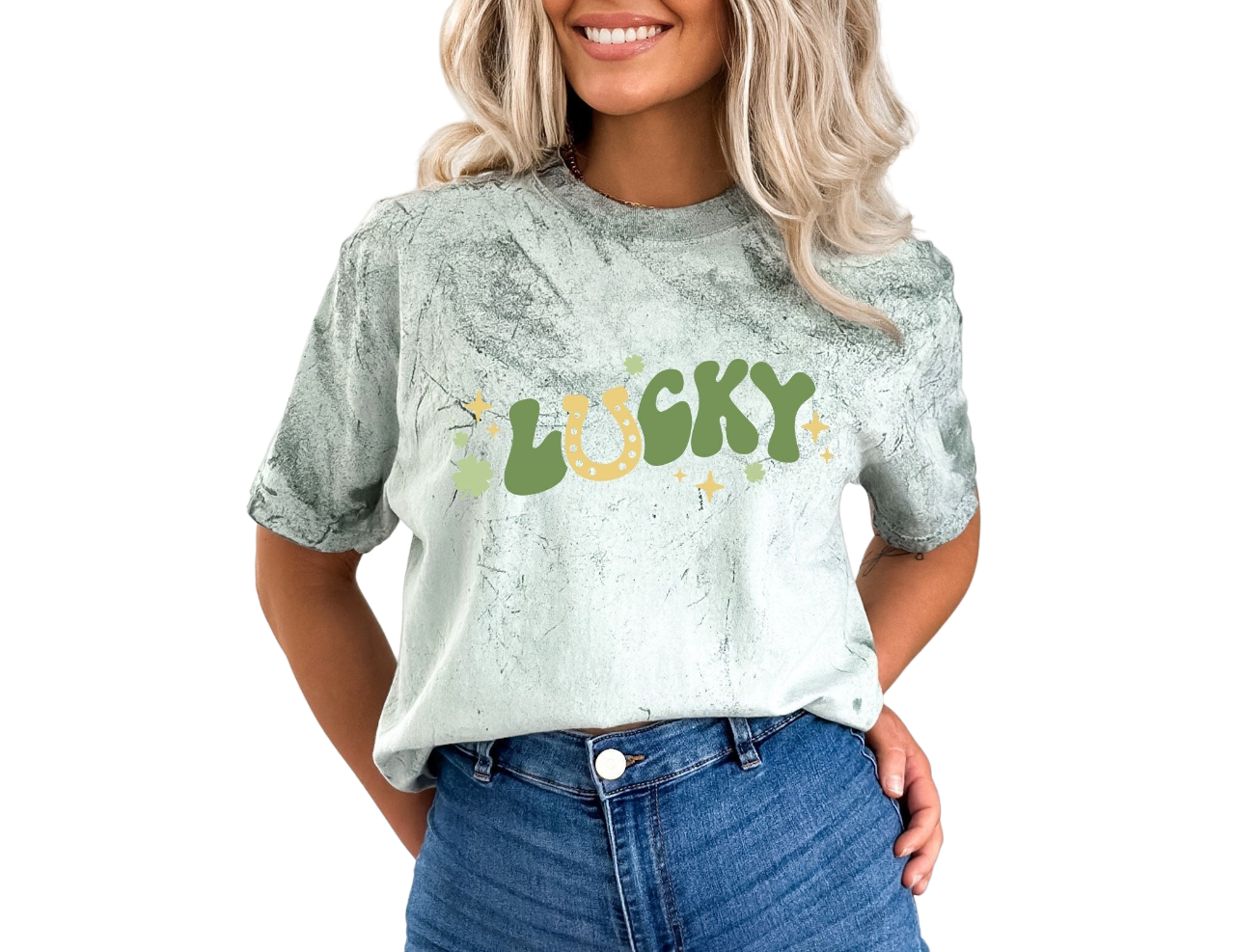Retro St Patty's Day Tie Dye Vintage Washed Shirt, Lucky Shamrock Shirt, Vintage St Patricks Day