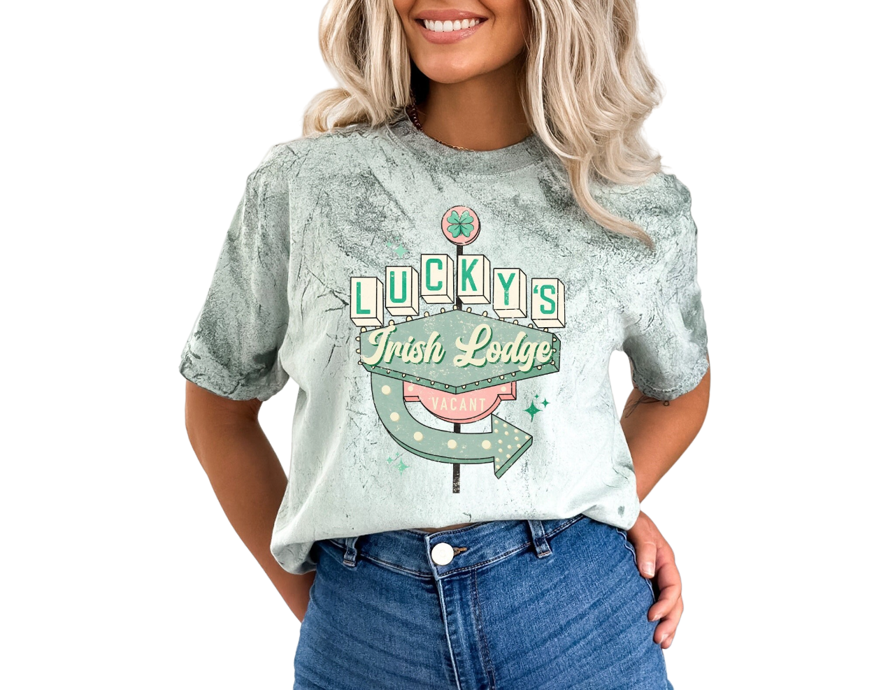 Retro St Patty's Day Tie Dye Vintage Washed Shirt, Luckys Irish Inn Vintage, Vintage St Patricks