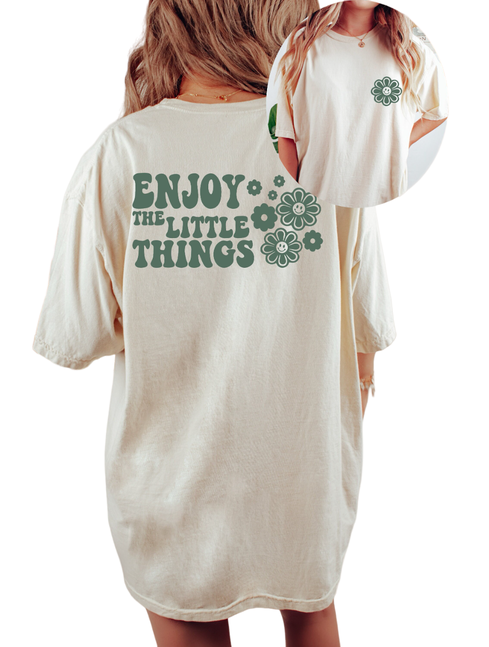 Vintage Washed Tee, Enjoy The Little Things, Quote Shirt, Womens Oversized Shirt, Oversized Shirt,