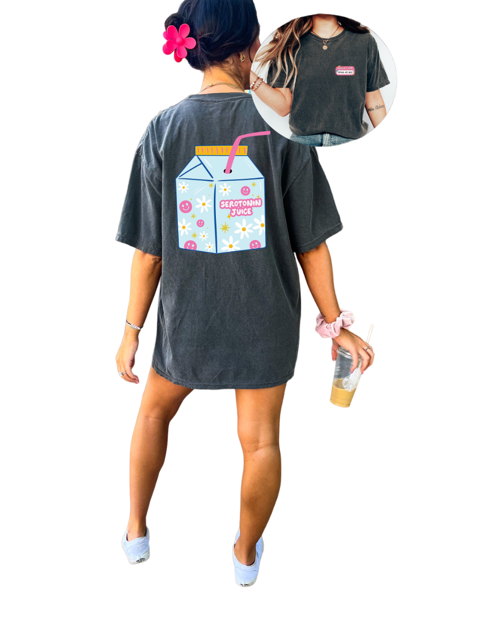 Vintage Washed Tee, Seratonin Juice, Need It, Quote Shirt, Womens Oversized Shirt, Oversized Shirt,