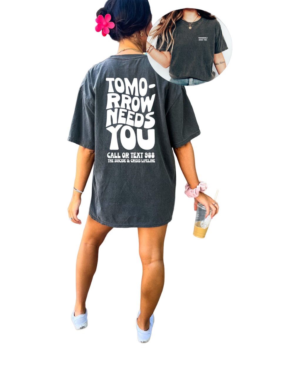 Vintage Washed Tee, Tomorrow Needs You, Better With You, Quote Shirt, Womens Oversized Shirt,