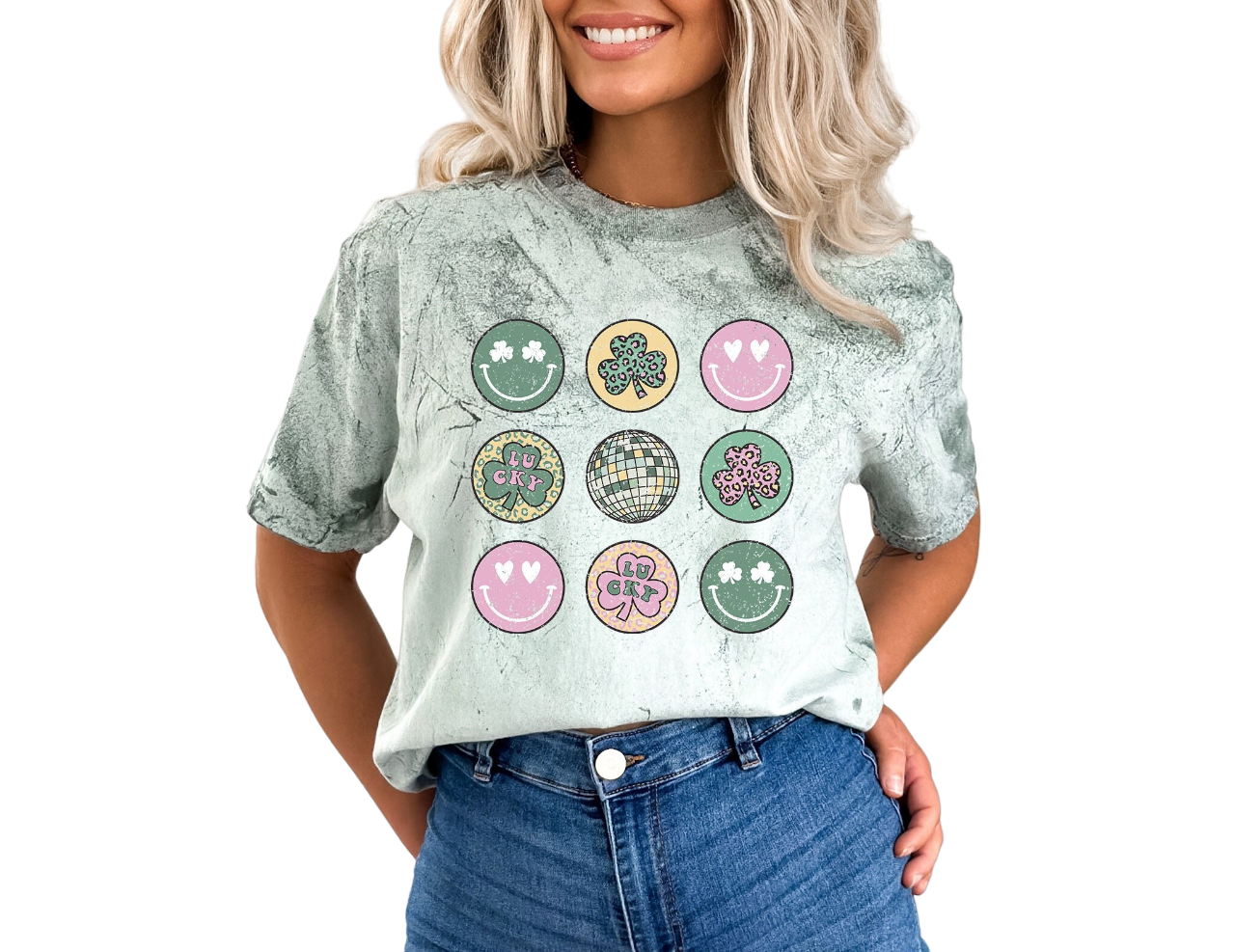 Retro St Patty's Day Tie Dye Vintage Washed Shirt, Feeling Lucky Shirt, Vintage St Patricks Day