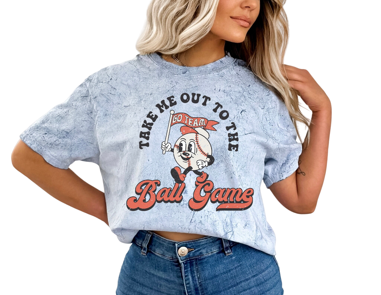 Vintage Washed Tie Dye Tee, Take Me Out To The Ball Game, Sports Shirt, Baseball Biggest Fan,