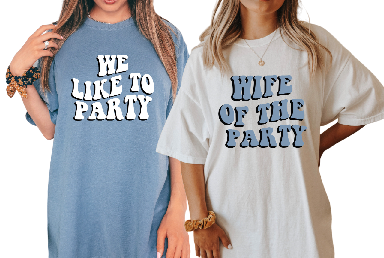 Vintage Washed Tee, Bachelorette Party Shirts, Wife Of The Party,We Like To Party T-Shirt,Retro