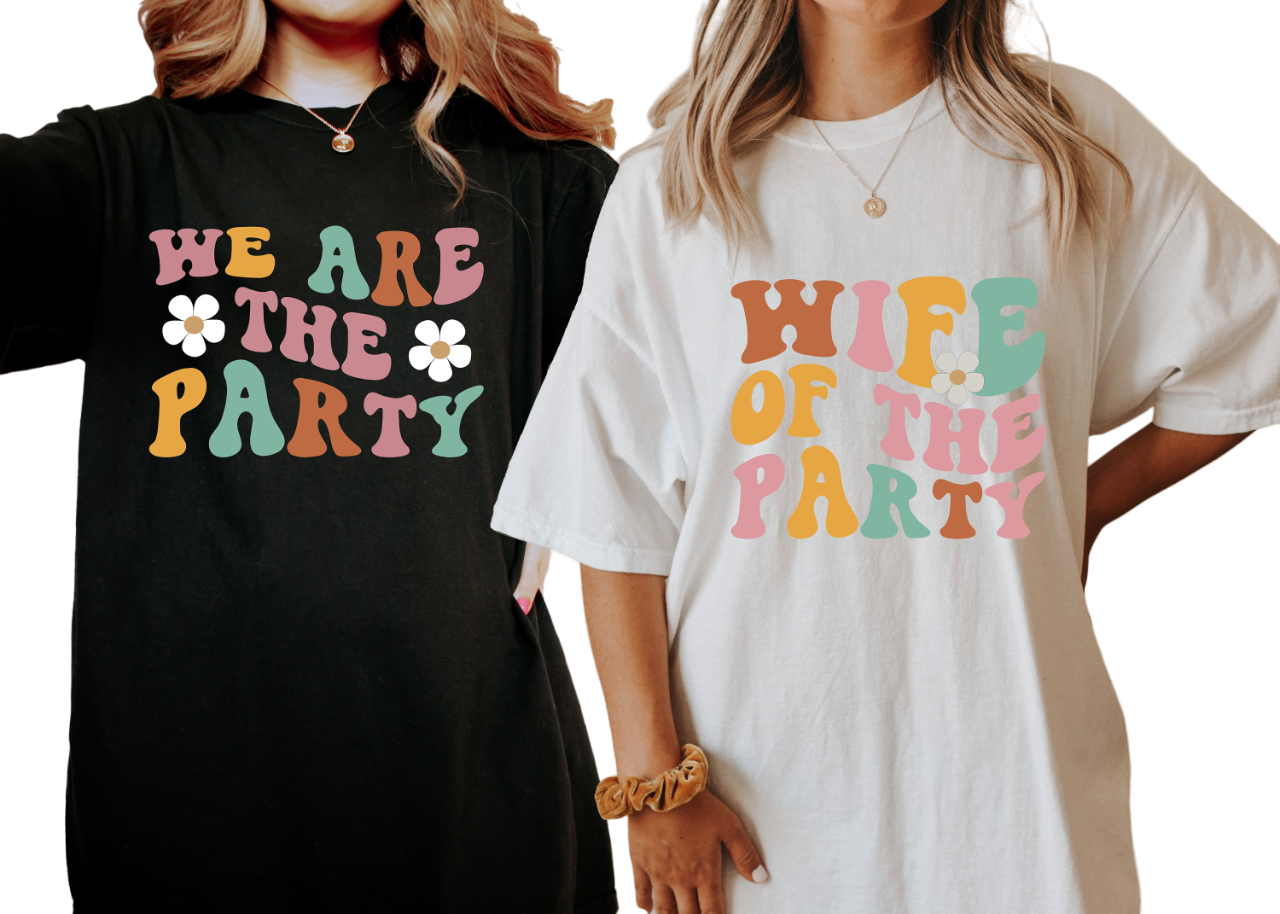 Vintage Washed Tee, Bachelorette Party Shirts, Wife Of The Party,We Are The Party T-Shirt,Retro