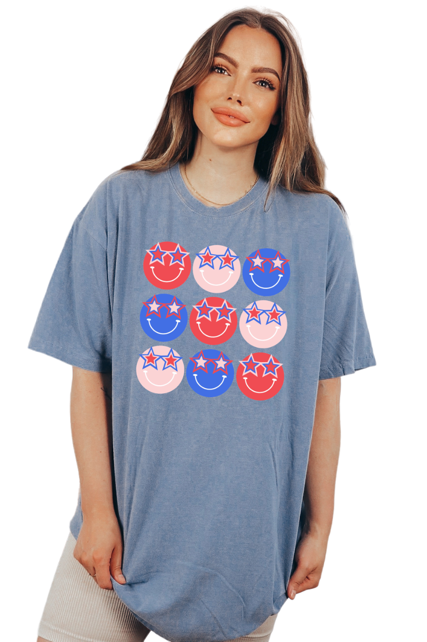 Retro Smiley America USA shirt,4th of July tee,Retro funny fourth shirt, Womens 4th of July