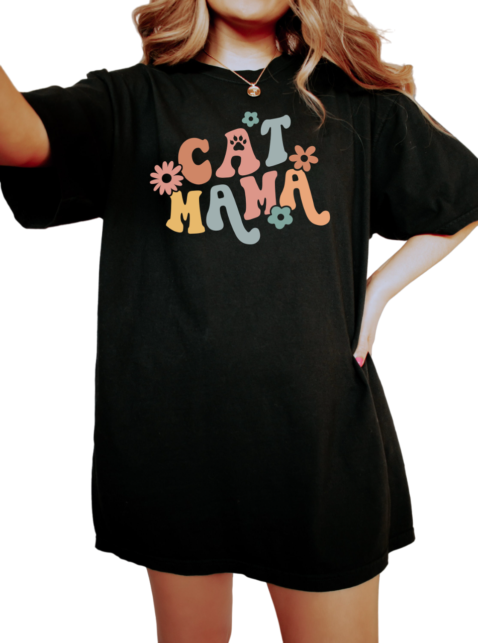 Vintage Washed Tee, Cat Mom Shirt, New Cat Mom Shirt, Proud Kitty Mama, Mothers Day Gift, Cat Mama