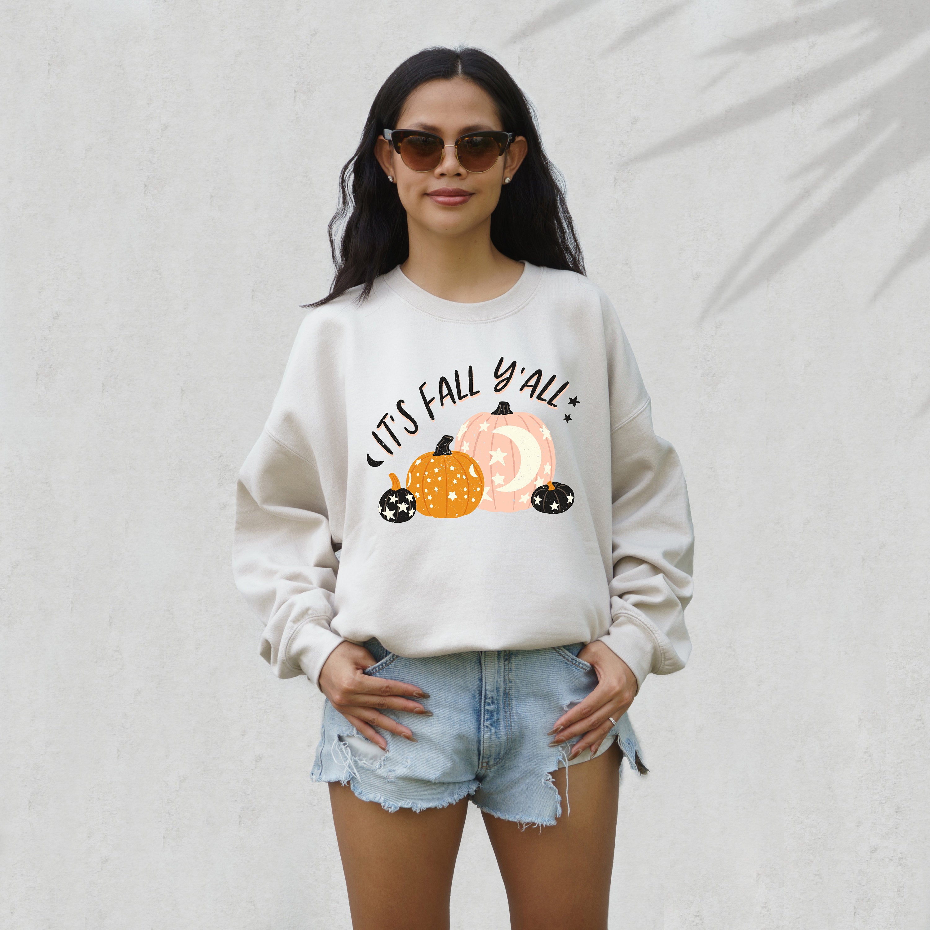 Retro It's Fall Y'all Crewneck, Fall Design, Vintage Halloween Vibes Sweater, Fall Sweatshirt ,Autumn Sweater, Pumpkin Sweatshirt