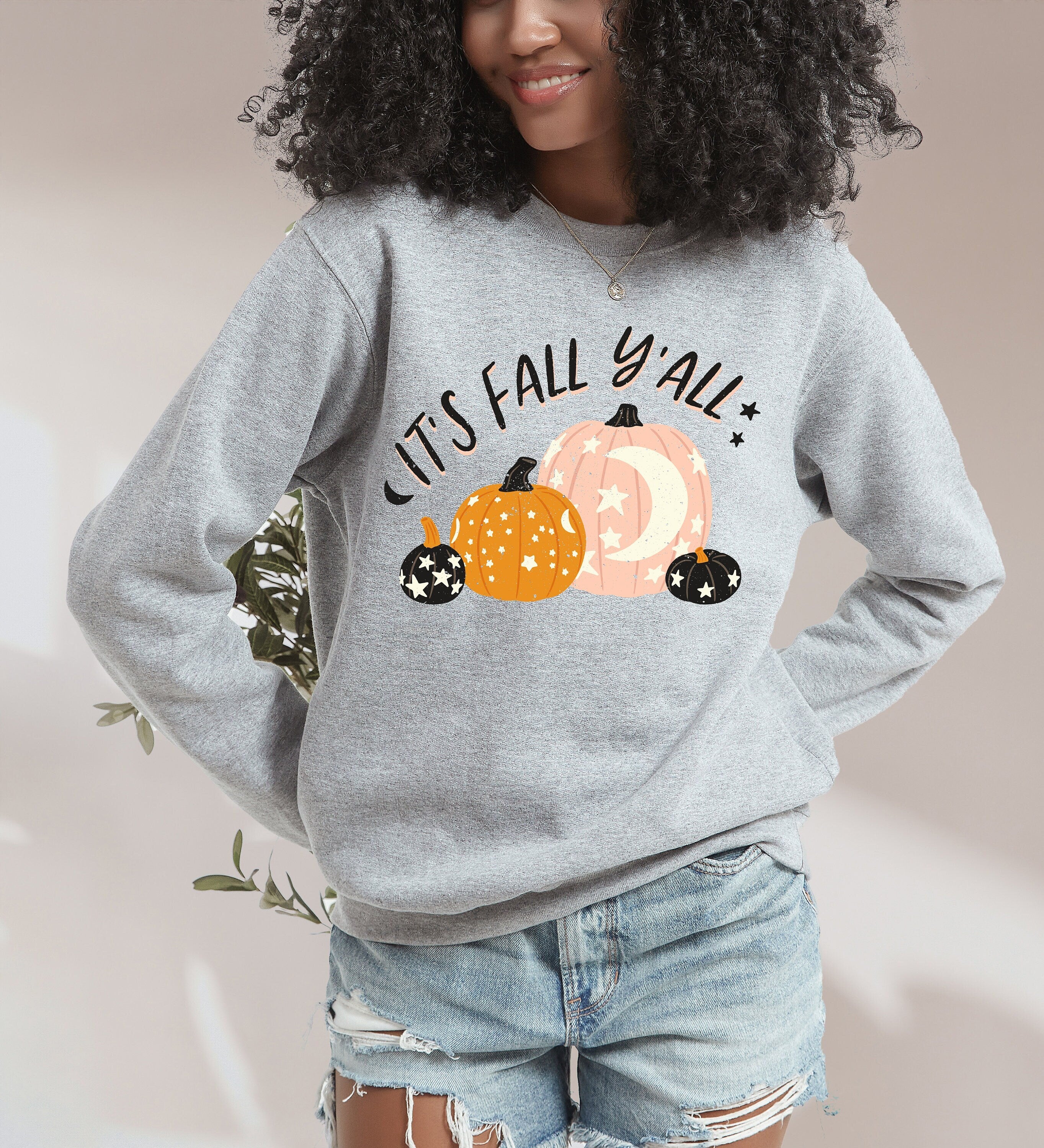 Retro It's Fall Y'all Crewneck, Fall Design, Vintage Halloween Vibes Sweater, Fall Sweatshirt ,Autumn Sweater, Pumpkin Sweatshirt