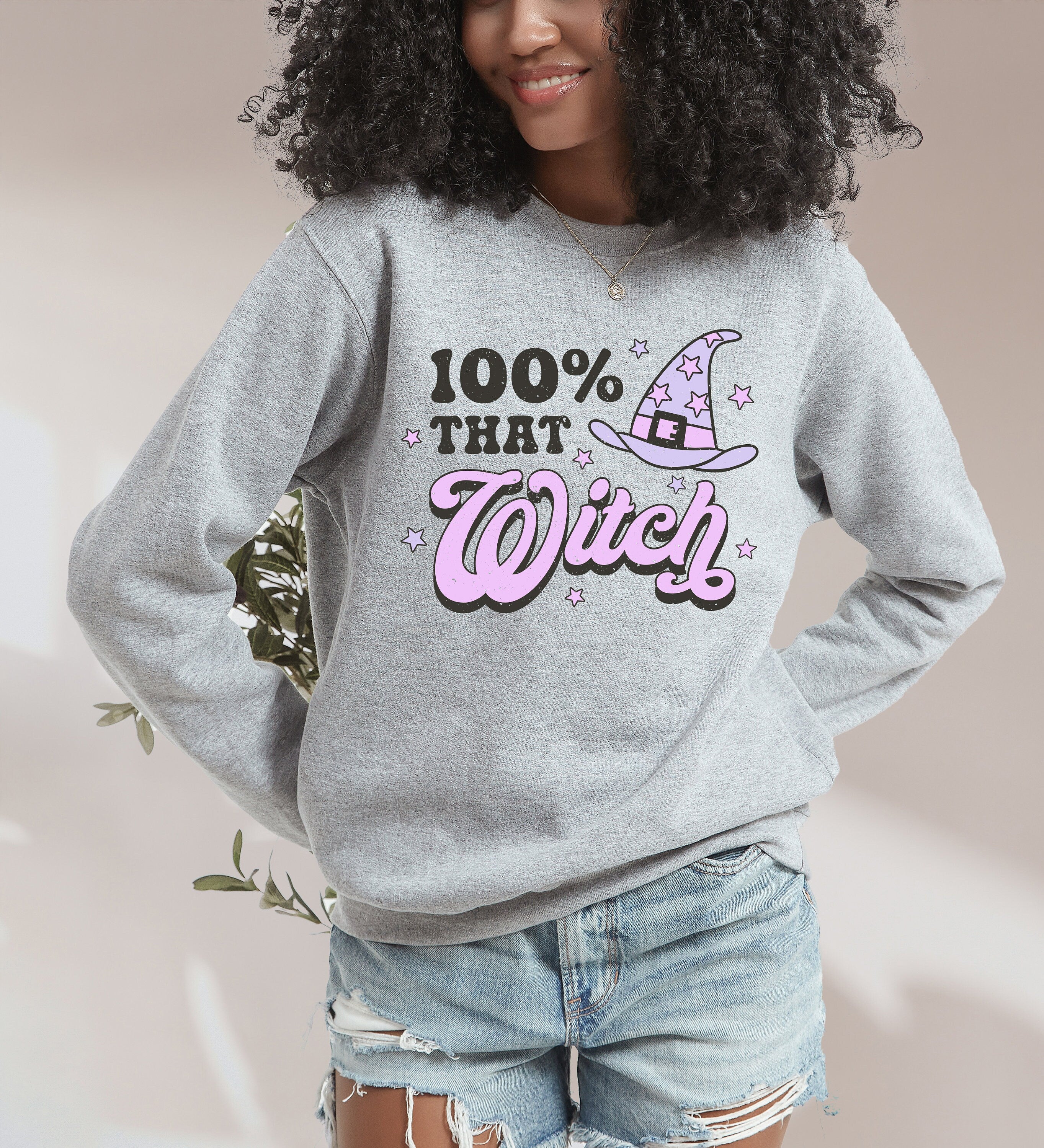 Retro !00% That Witch Crewneck, Fall Design, Witch Vibes, Vintage Halloween Sweater, Fall Sweatshirt ,Autumn Sweater, Ghost Sweatshirt