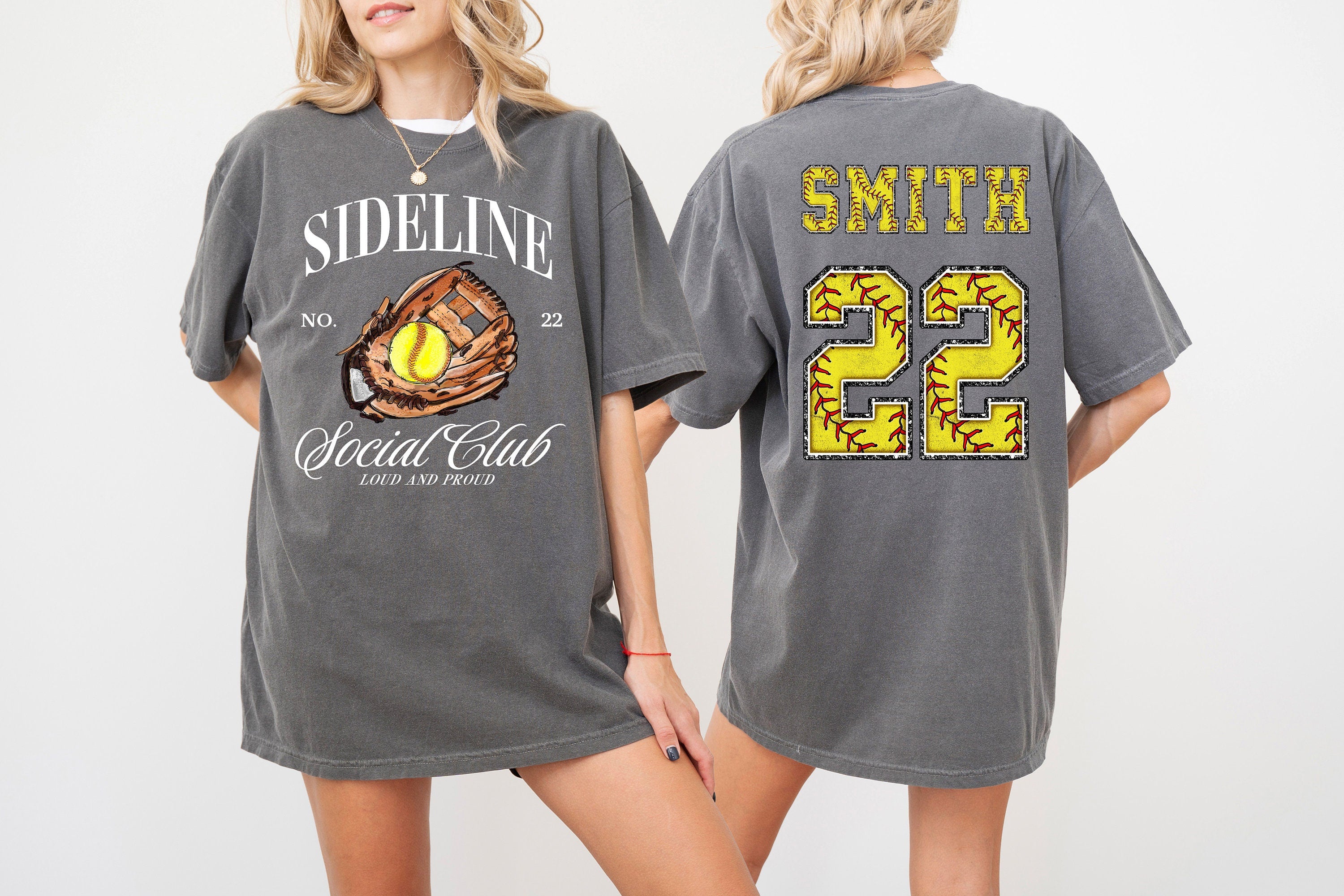 Custom Comfort Colors Tee, Two-sided Softball Tshirt With Custom Number And Name, Sports Shirt, Softball Mom Tee, Personalized Softball Gift