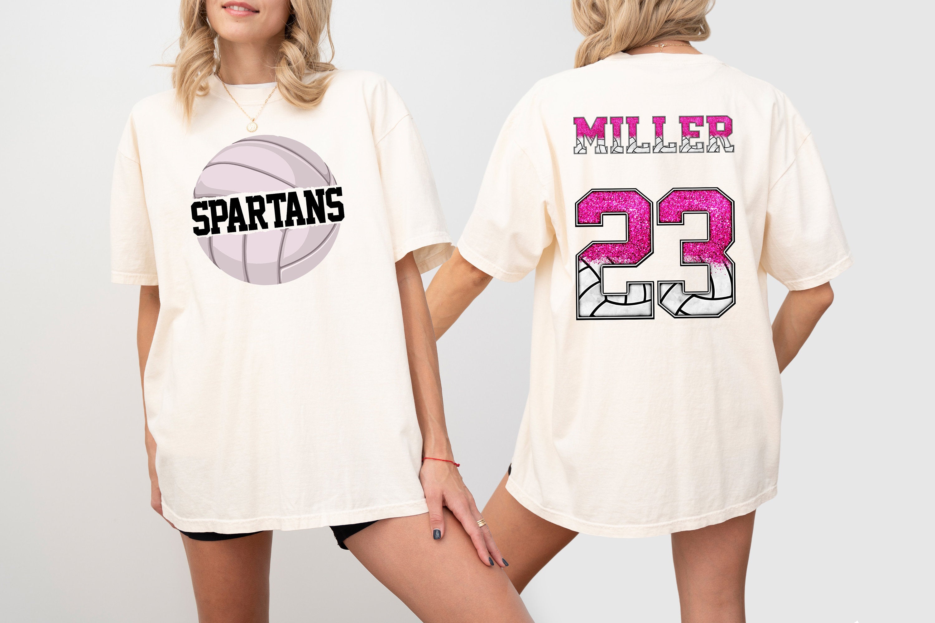 Custom Comfort Colors Tee, Two-sided Volleyball Tshirt With Custom Number And Name, Sports Shirt, Vollyball Mom Tee, Personalized Valleyball