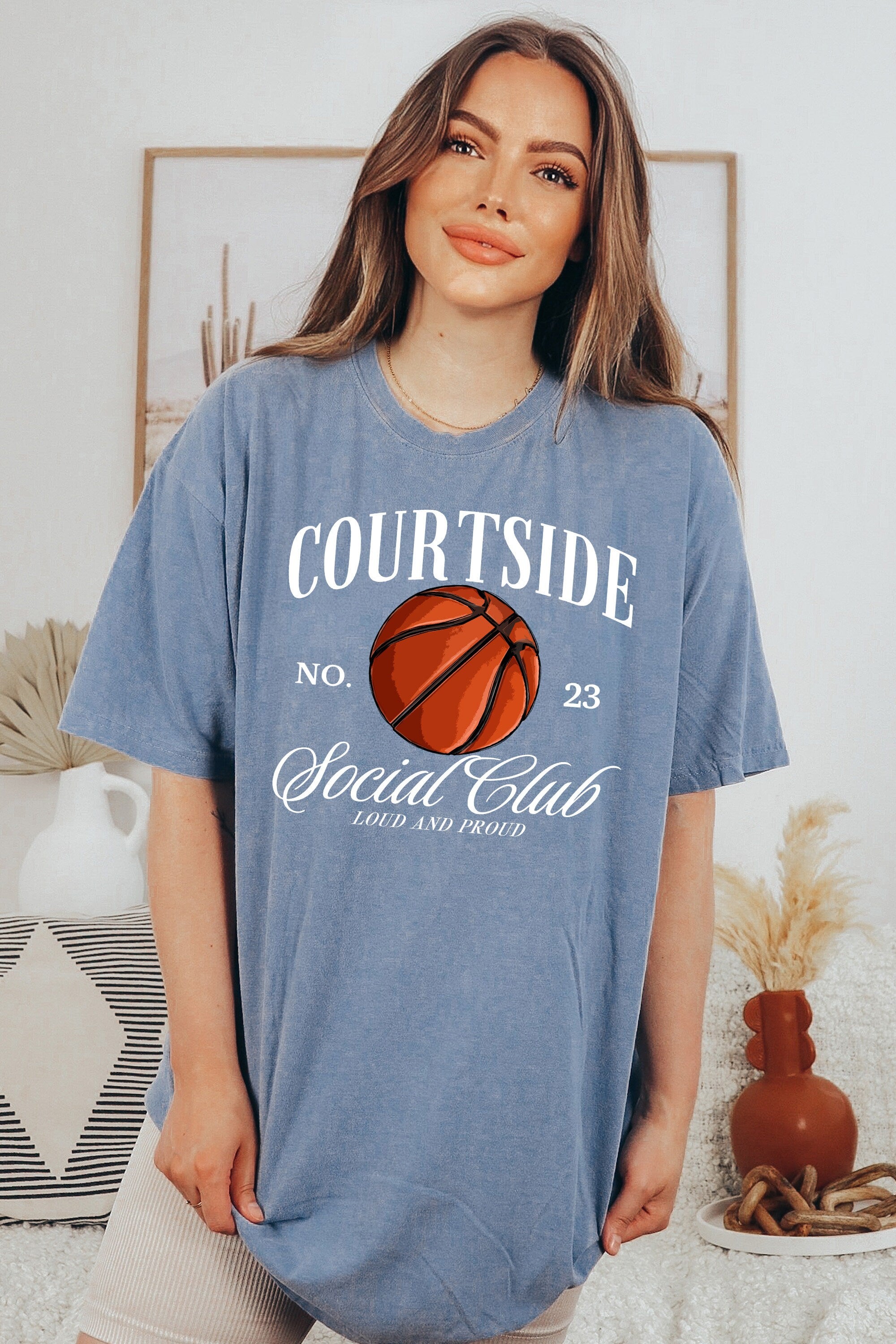 Court Side Social Club Custom Sports Comfort Colors T Two-sided Basketball Tshirt Custom Number Name Bball Mom Tee Personalized Bball Shirt