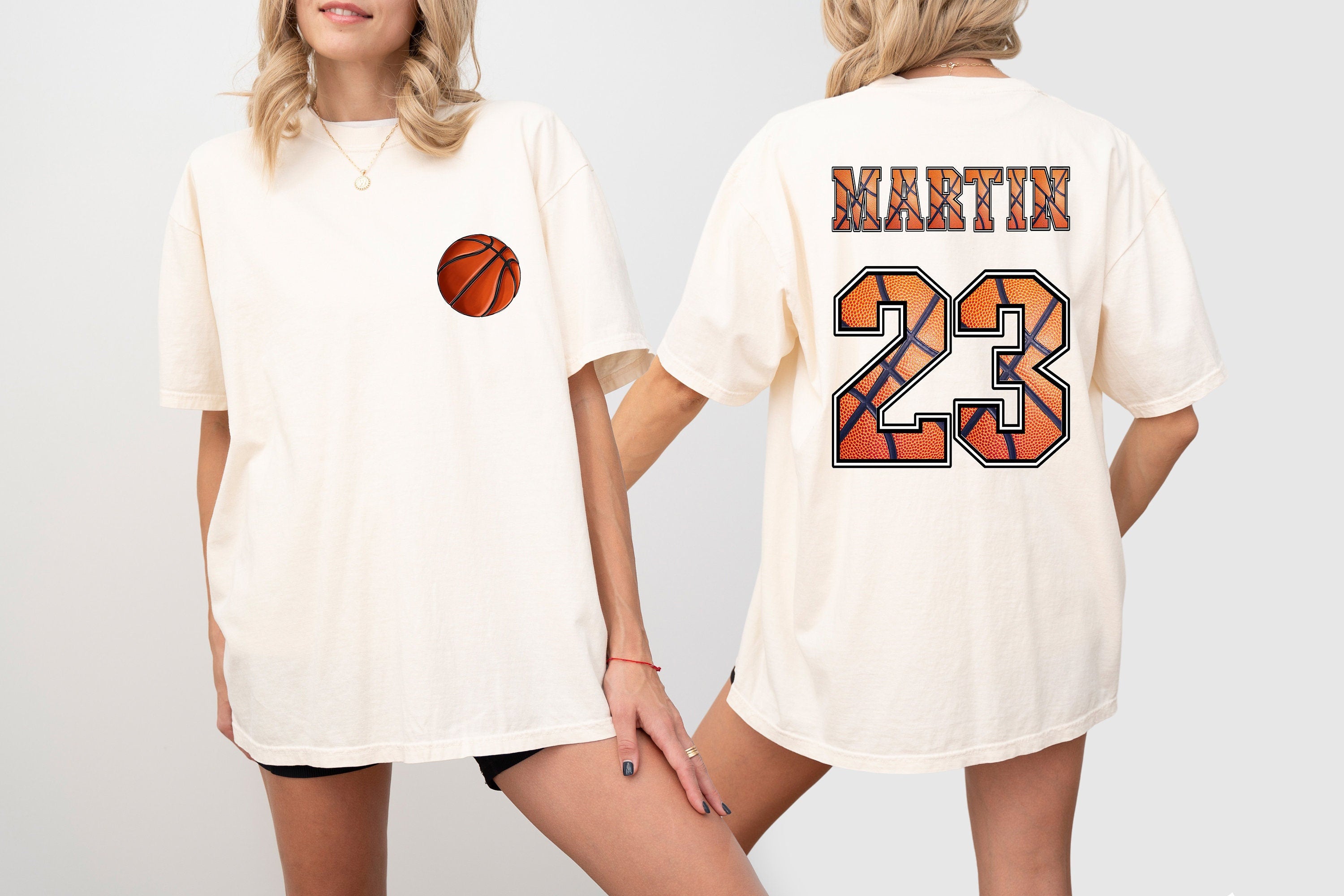 Custom Basketball Comfort Colors T Shirt Two-sided Basketball shirt Custom Number Name Sports Mom Tee Personalized Bball T