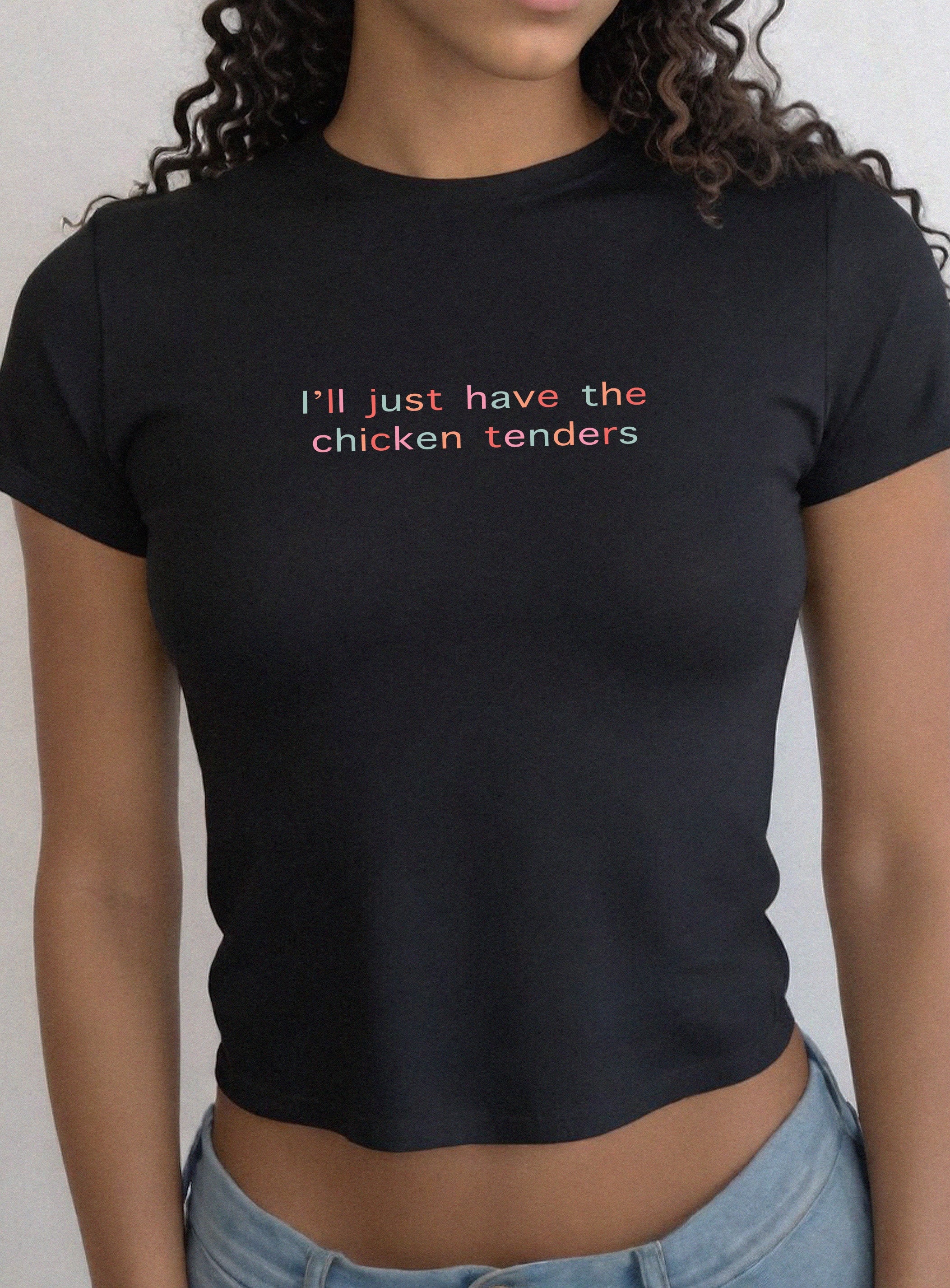 colorful I'll Just Have The Chicken Tenders Baby Tee , Chicken Tender Lover Cute Baby Tee Retro Baby T Funny Tee y2k baby tee 90s baby tee
