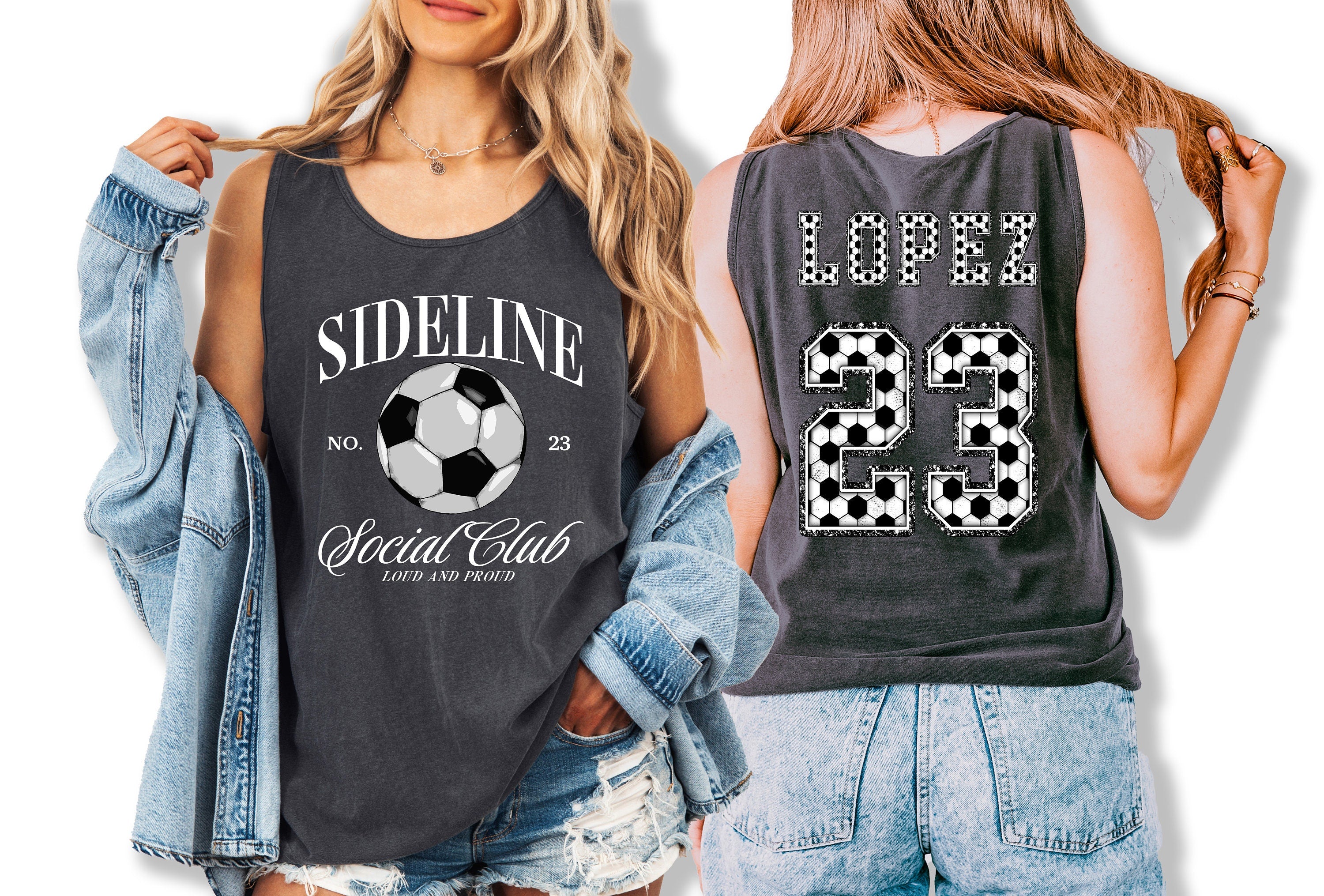 Custom Soccer Comfort Colors Tank, Side Line Social Club, Custom Sports Tank, Custom Name Tank