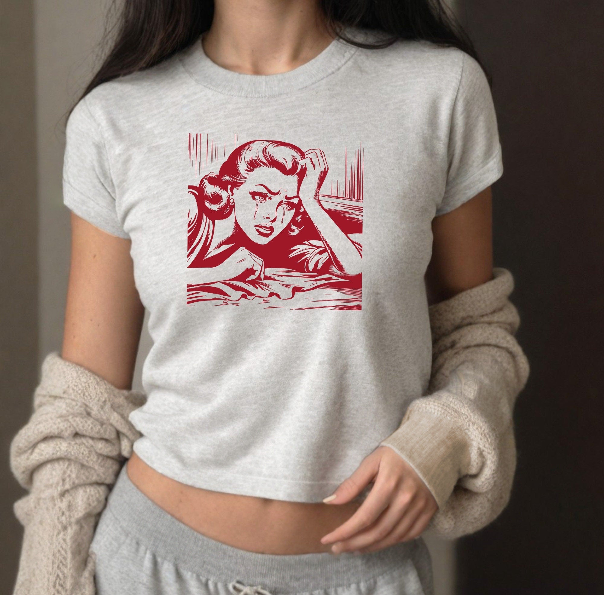 Book Girlie Comic Design Baby Tee , Book Reader Baby T, Cute Baby Tee, Crop T Shirt, Match Tee, y2k baby tee, 90s baby tee, y2k, Crop