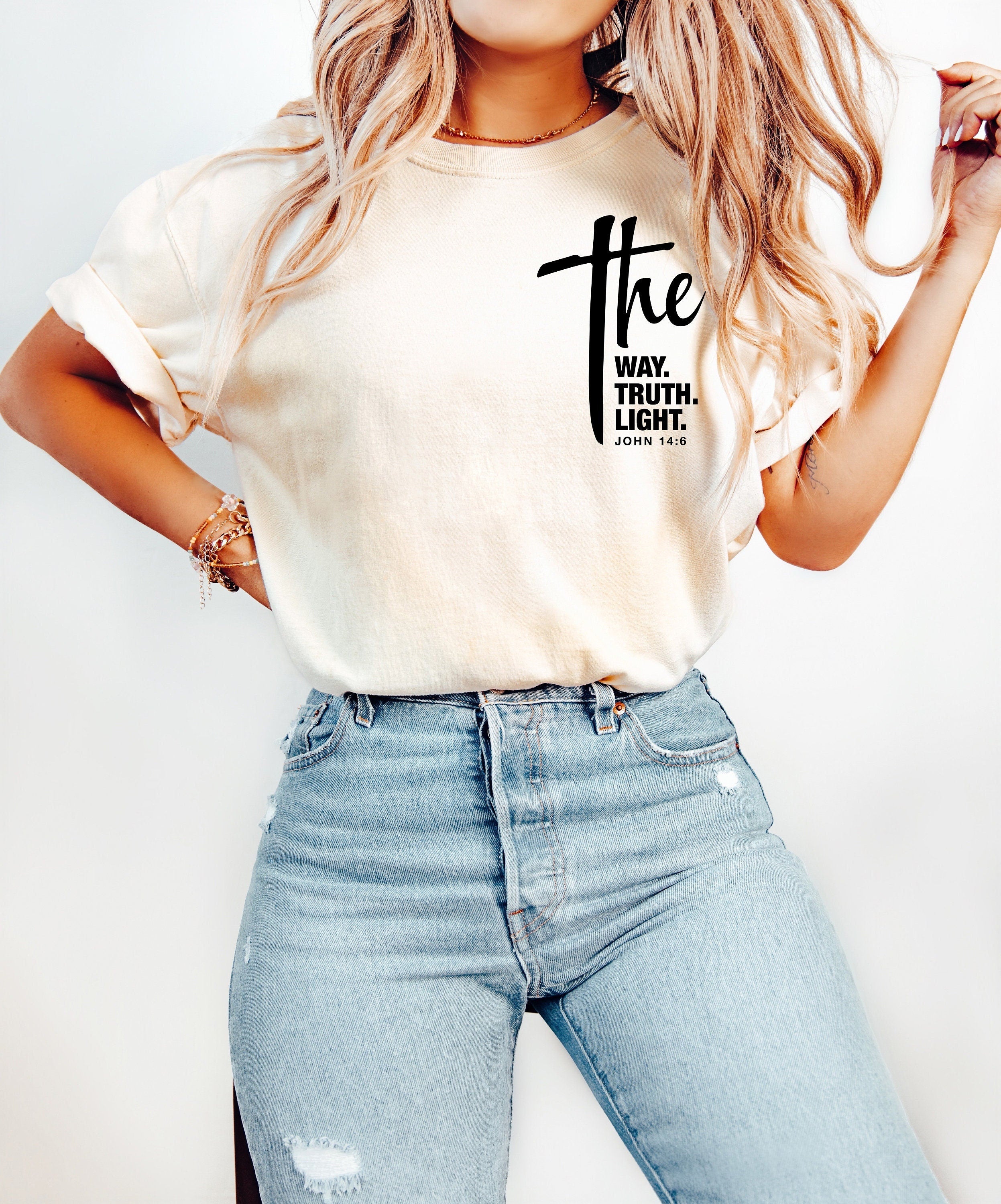 The Way The Truth The Light John 14:6 Comfort Colors Tee, Faith T Shirt, Mental Health Shirt, Cute Christian Graphic T