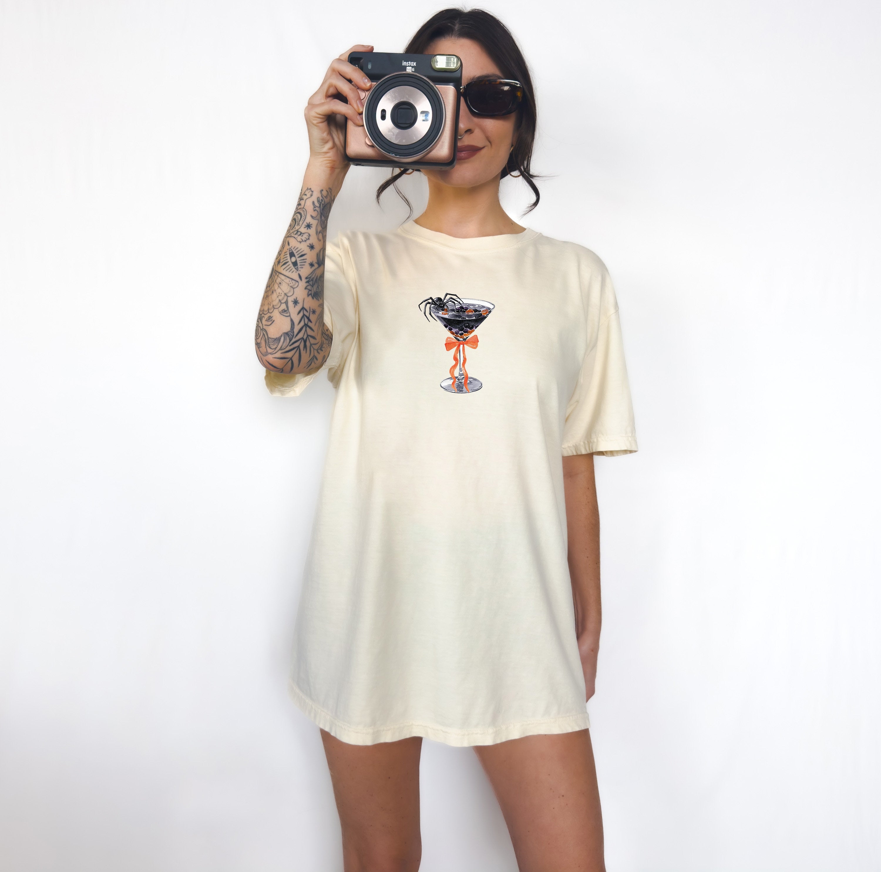 Halloween Spider Martini Comfort Colors Tee Retro Spooky Girl Shirt Retro Bow Dirty Martini Tee Fall Shirt Autumn T Shirt