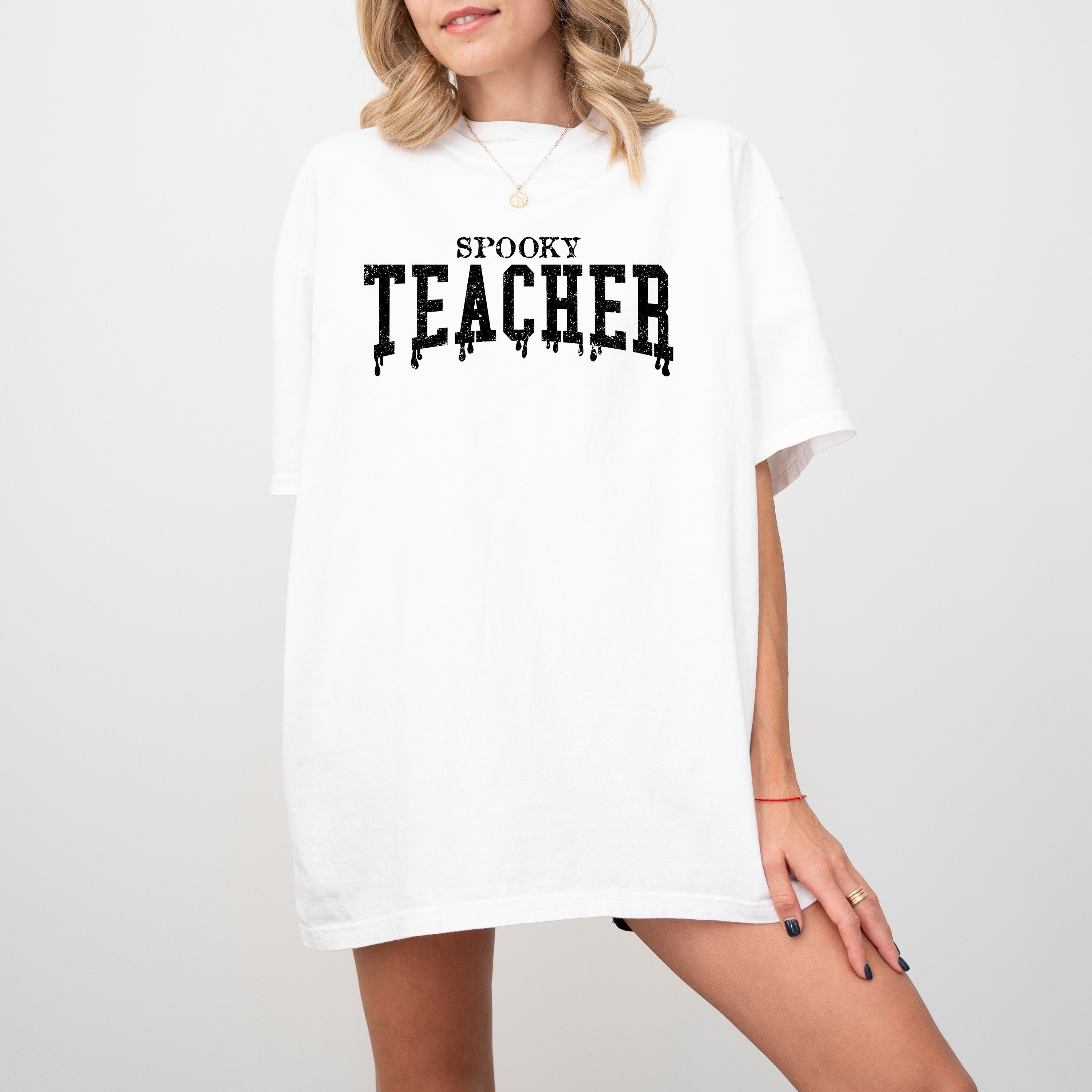 Spooky Teacher Halloween Comfort Colors Tee Spooky Retro Trick or Treat Shirt Retro Skeleton Tee Fall Shirt Autumn T Shirt