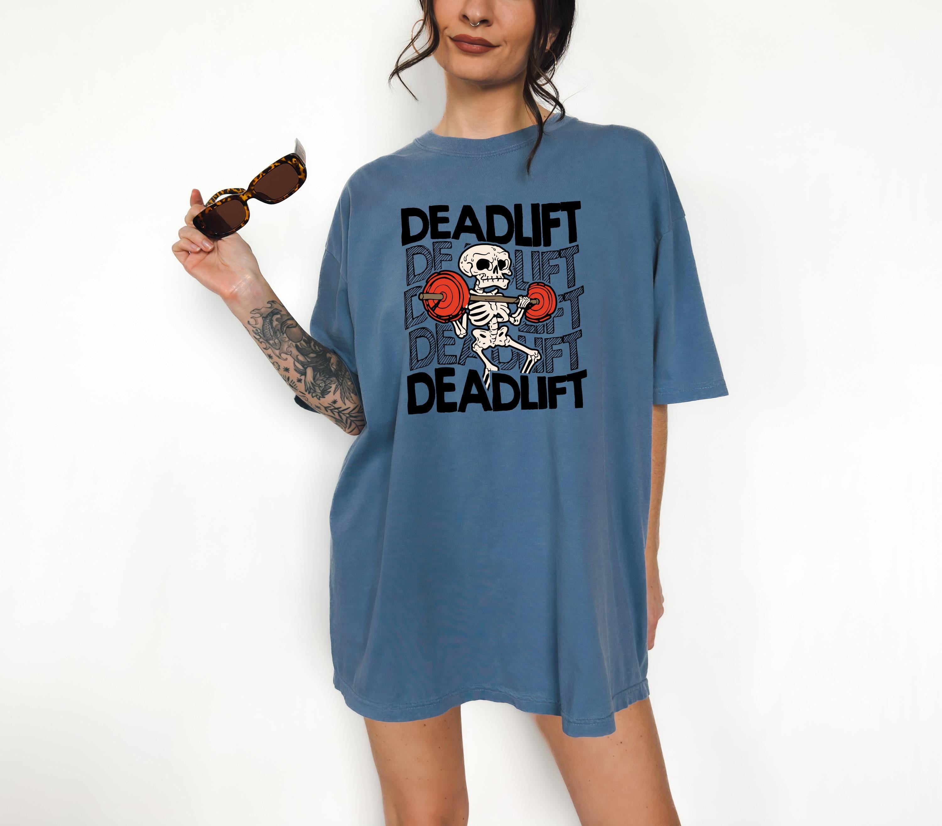 Halloween Skeleton Dead Lifting Comfort Colors T Shirt, Funny Gym Halloween Tee, Cute Halloween Design, Black Bats Autumn T, Fall T Shirt,