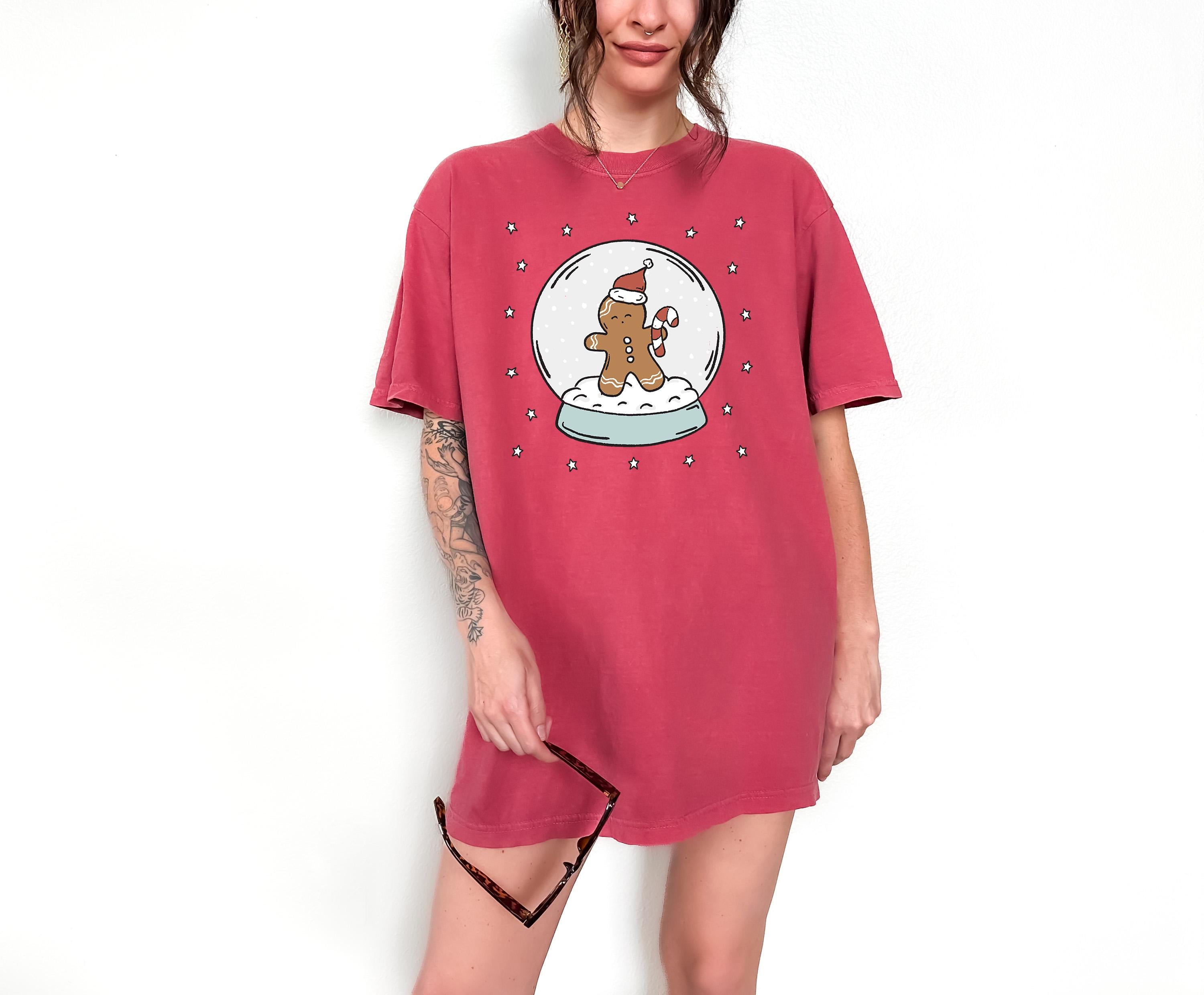 Christmas Comfort Colors Shirt, Gingerbread T Shirt, Vintage Christmas Snow Globe Shirt, Retro Holiday Shirt, 2024 Christmas T Shirt