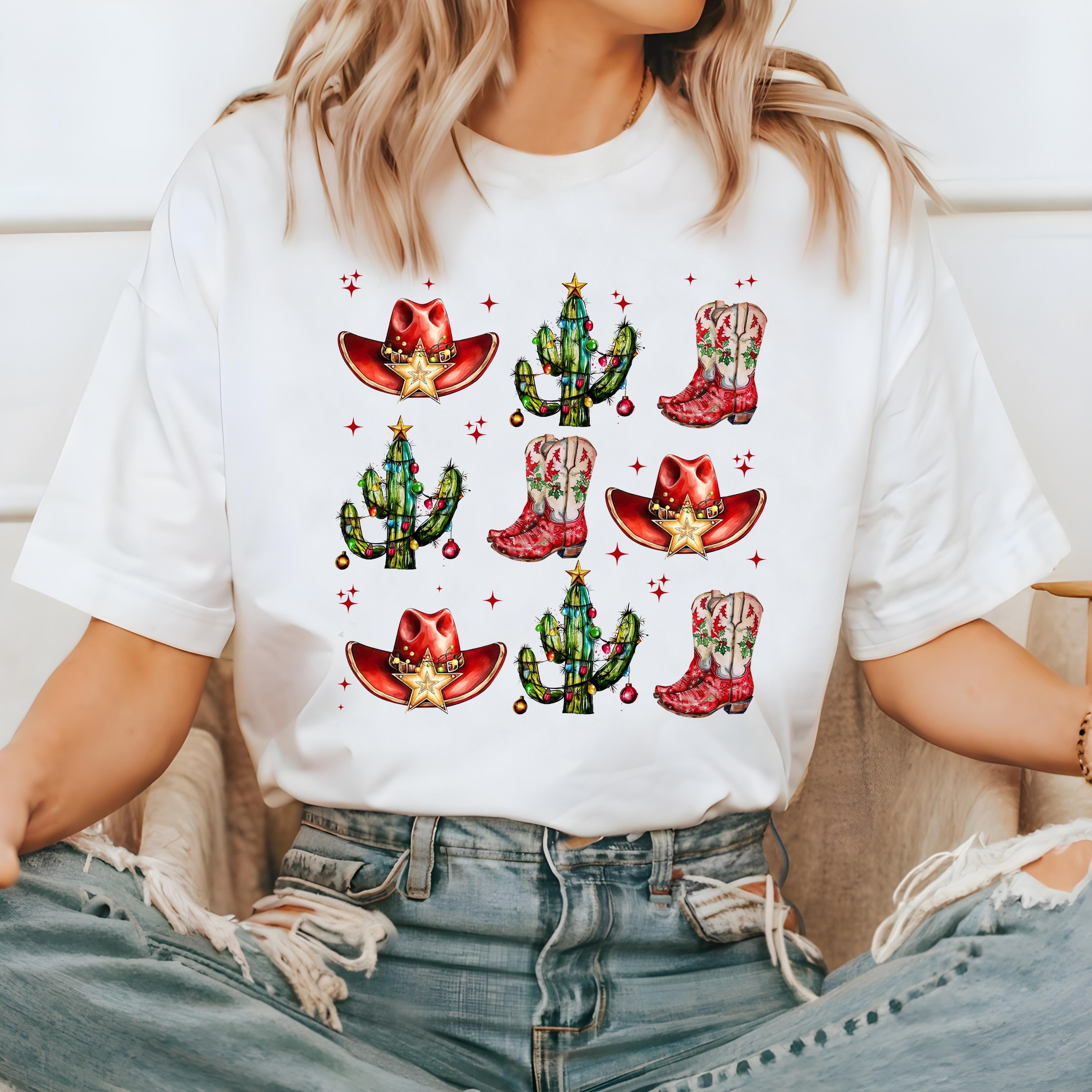 Retro Western Christmas Comfort Colors Shirt, 2024 Christmas Shirt, Christmas T Shirt, Retro Holiday Shirt, Holiday Cowboy Shirt