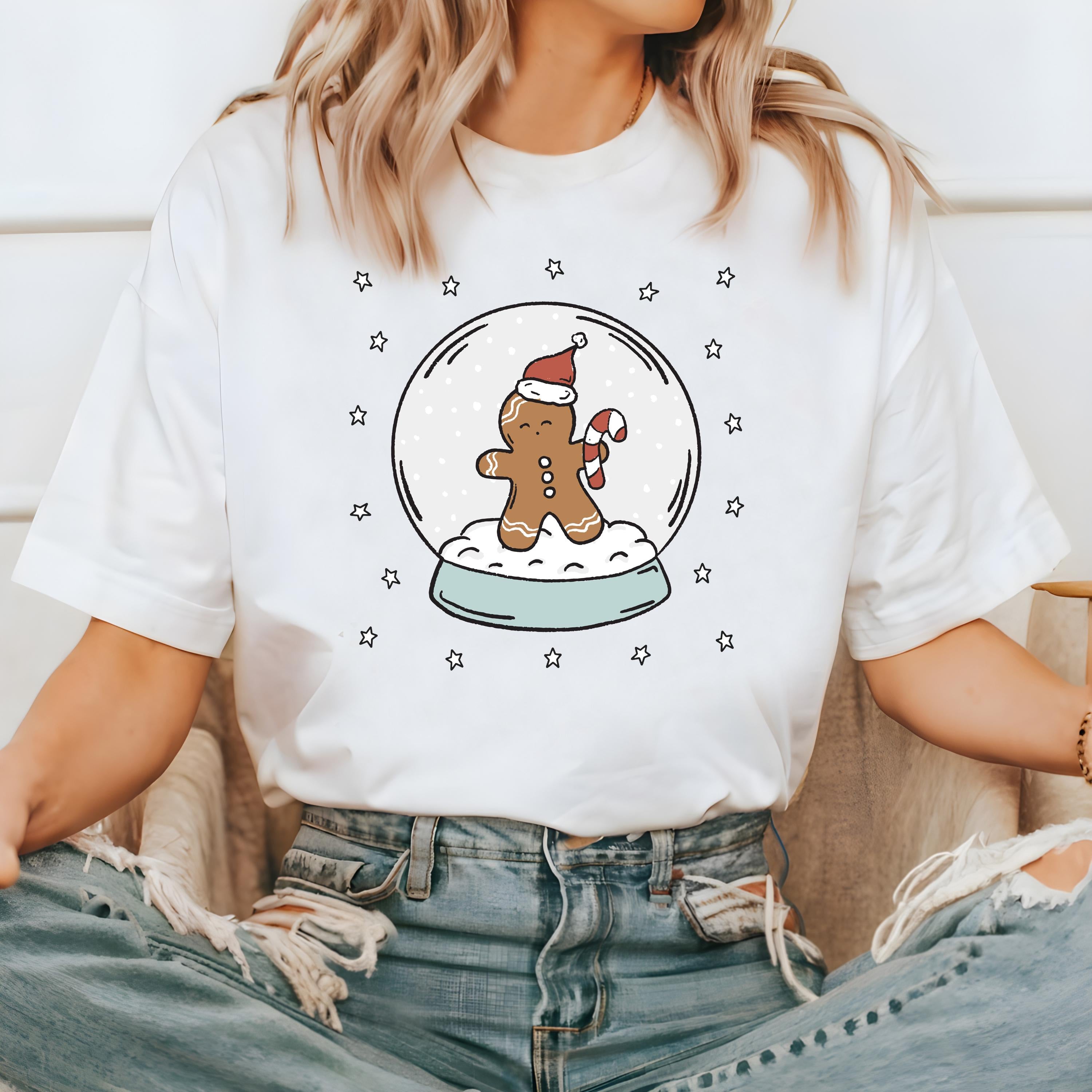 Christmas Comfort Colors Shirt, Gingerbread T Shirt, Vintage Christmas Snow Globe Shirt, Retro Holiday Shirt, 2024 Christmas T Shirt