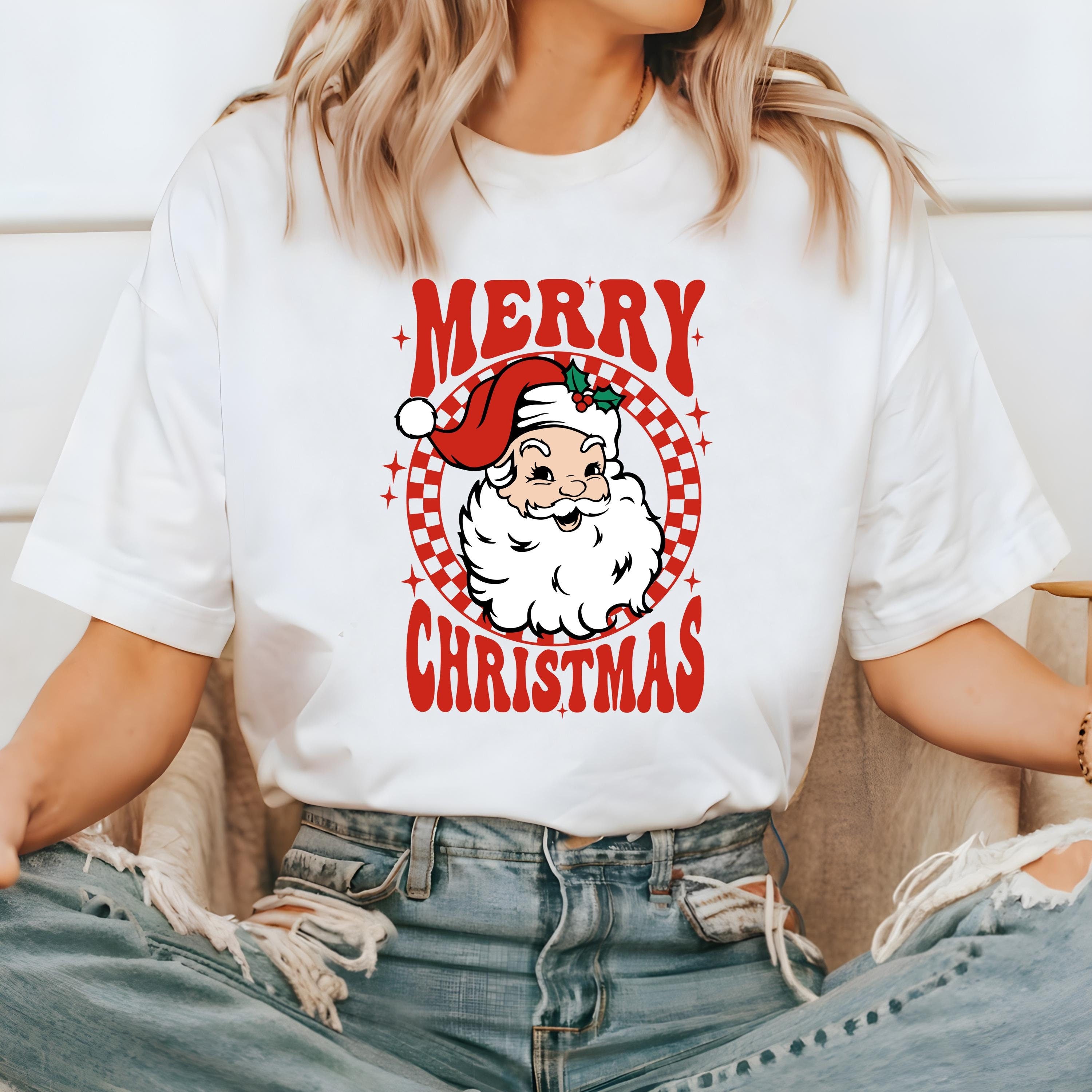 Merry Christmas Comfort Colors Shirt, Santa T Shirt, Vintage Christmas Santa Claus Shirt, Retro Holiday Shirt, 2024 Christmas T Shirt