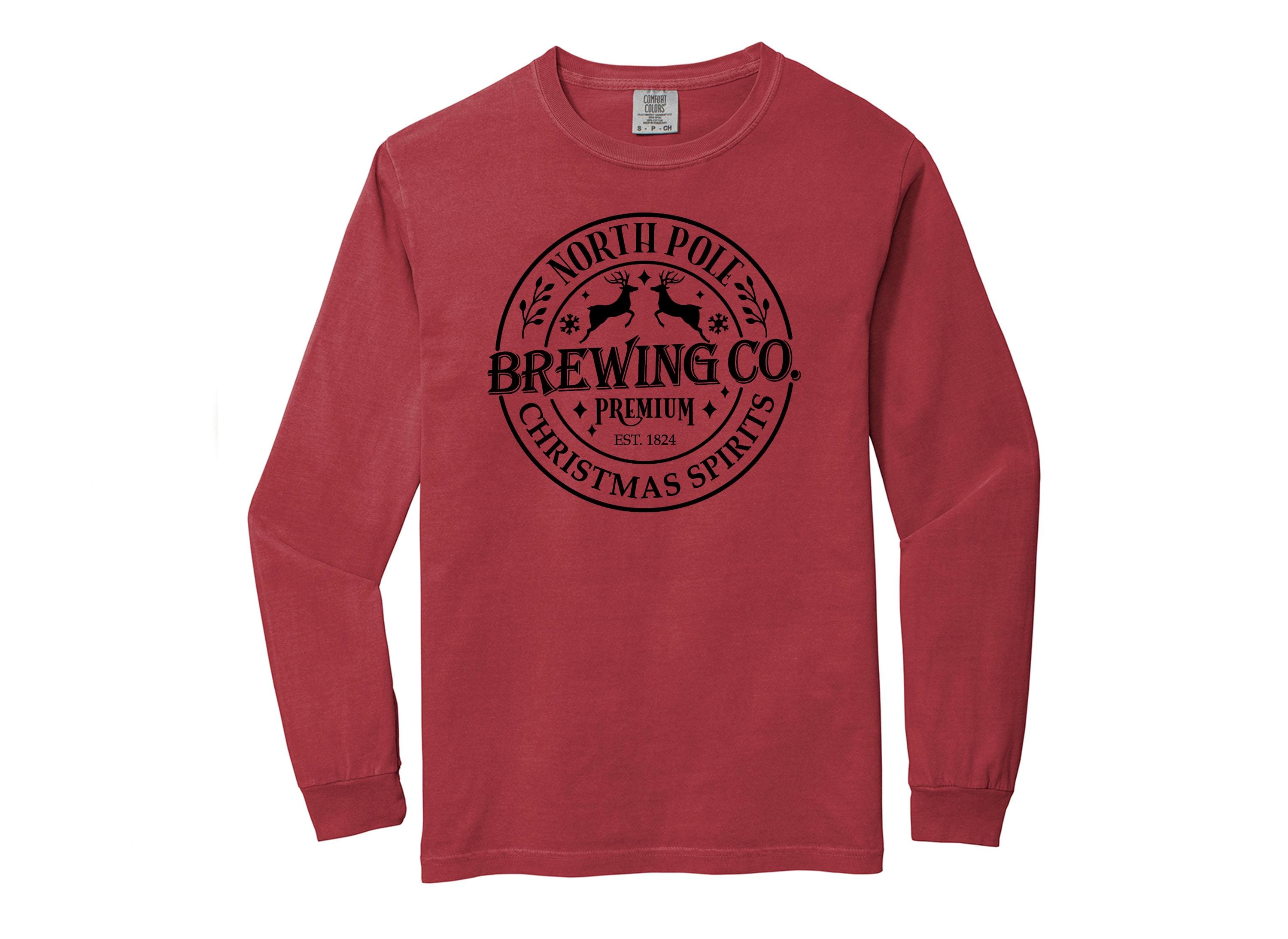 Long Sleeve Christmas Comfort Colors shirt, North Pole Brewing Co, Christmas Holiday Shirt, Christmas Spirits Shirt, Retro Christmas Shirt